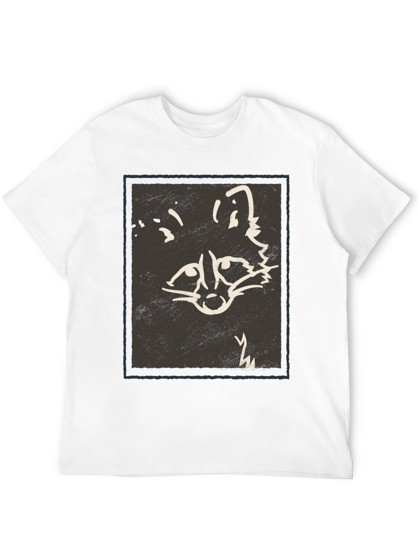 Black Abstract Raccoon Graphic Print Black T-Shirt view 12