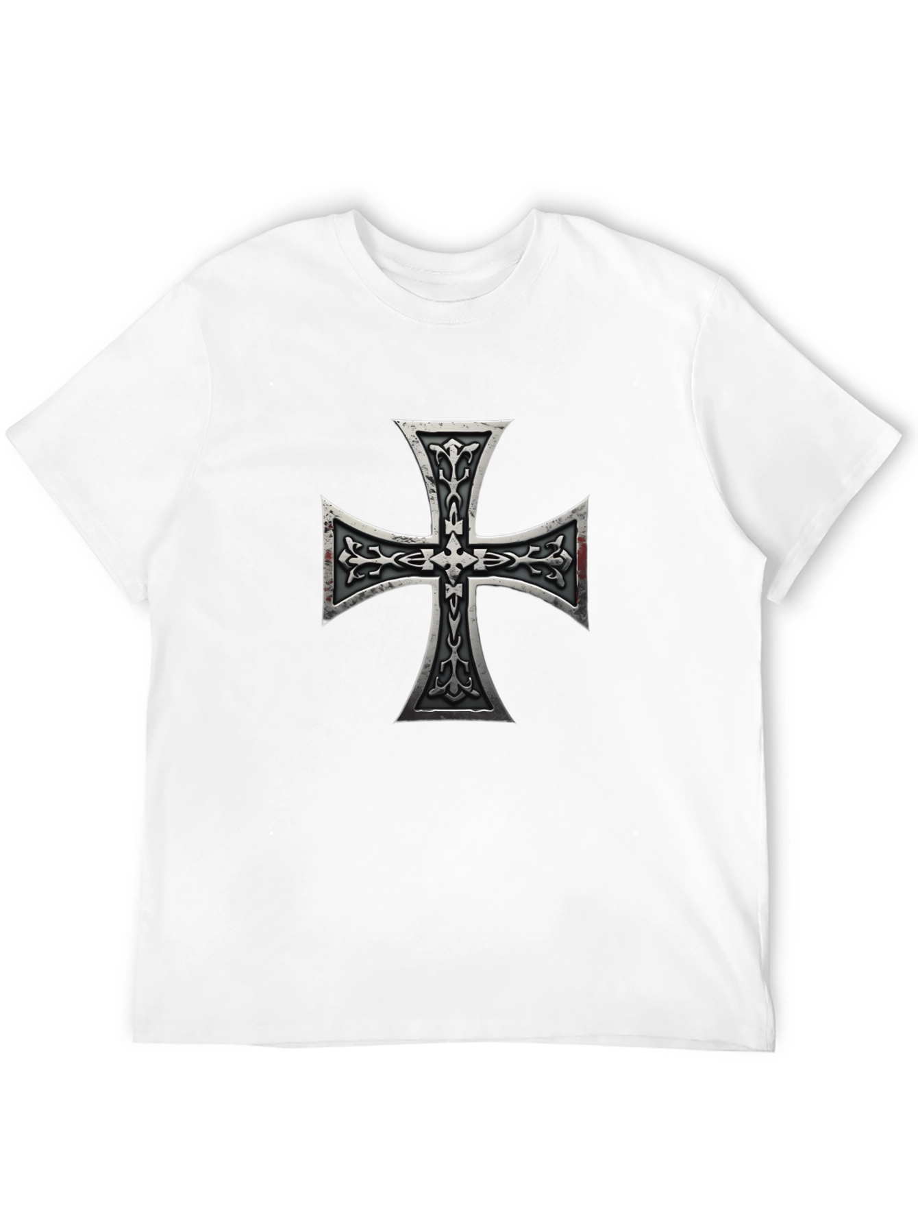 Black Iron Cross Graphic Print Black T-Shirt view 12