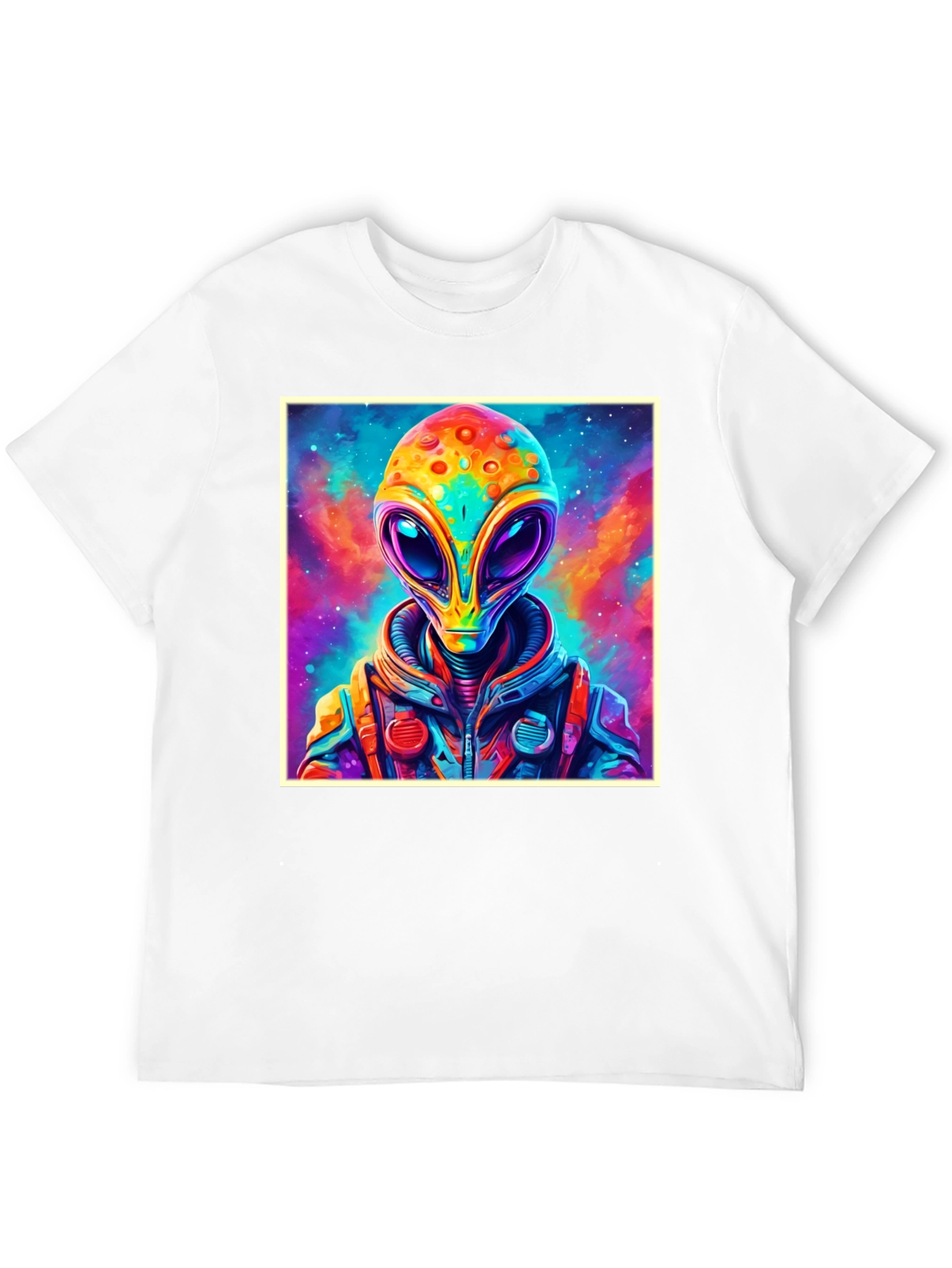 Black Colorful Alien Graphic Tee - Black Cotton T-Shirt view 12