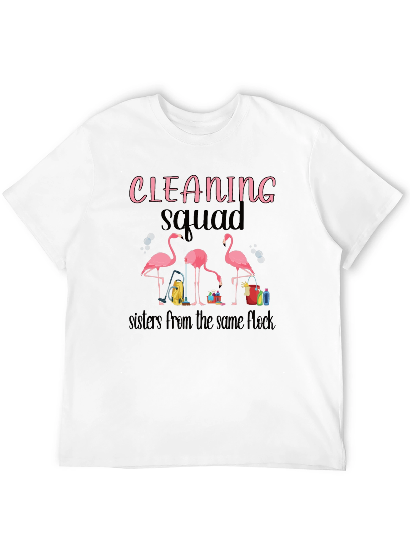 Black Cleaning Squad Flamingo Graphic T-Shirt view 12