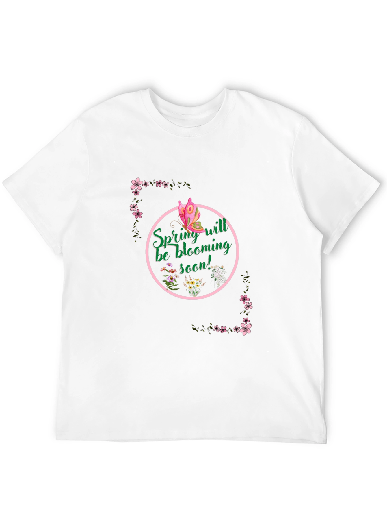 Black Spring Bloom T-Shirt - Butterfly & Floral Design view 12