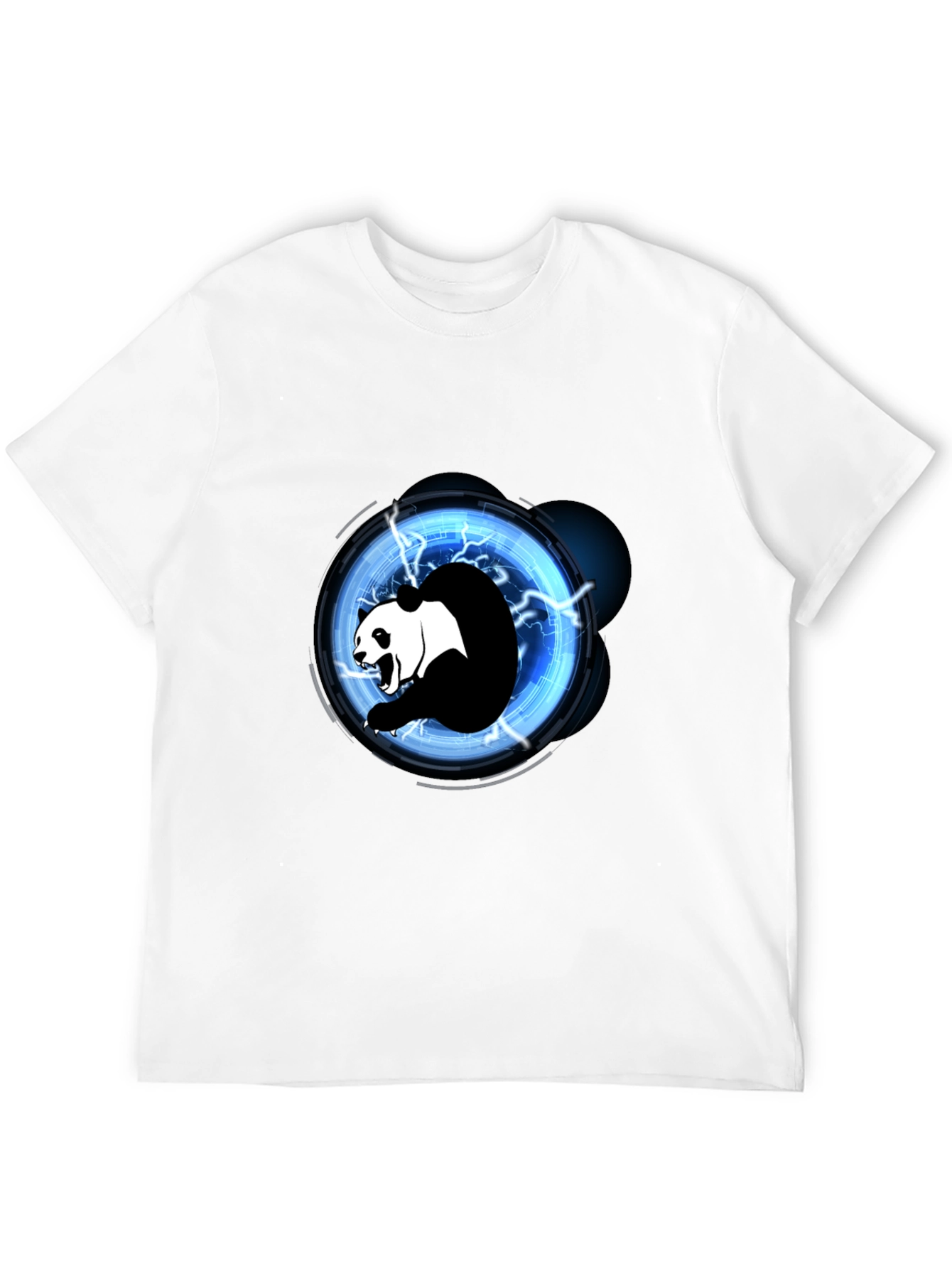 Black Electric Panda Graphic Tee - Black Cotton Blend view 12