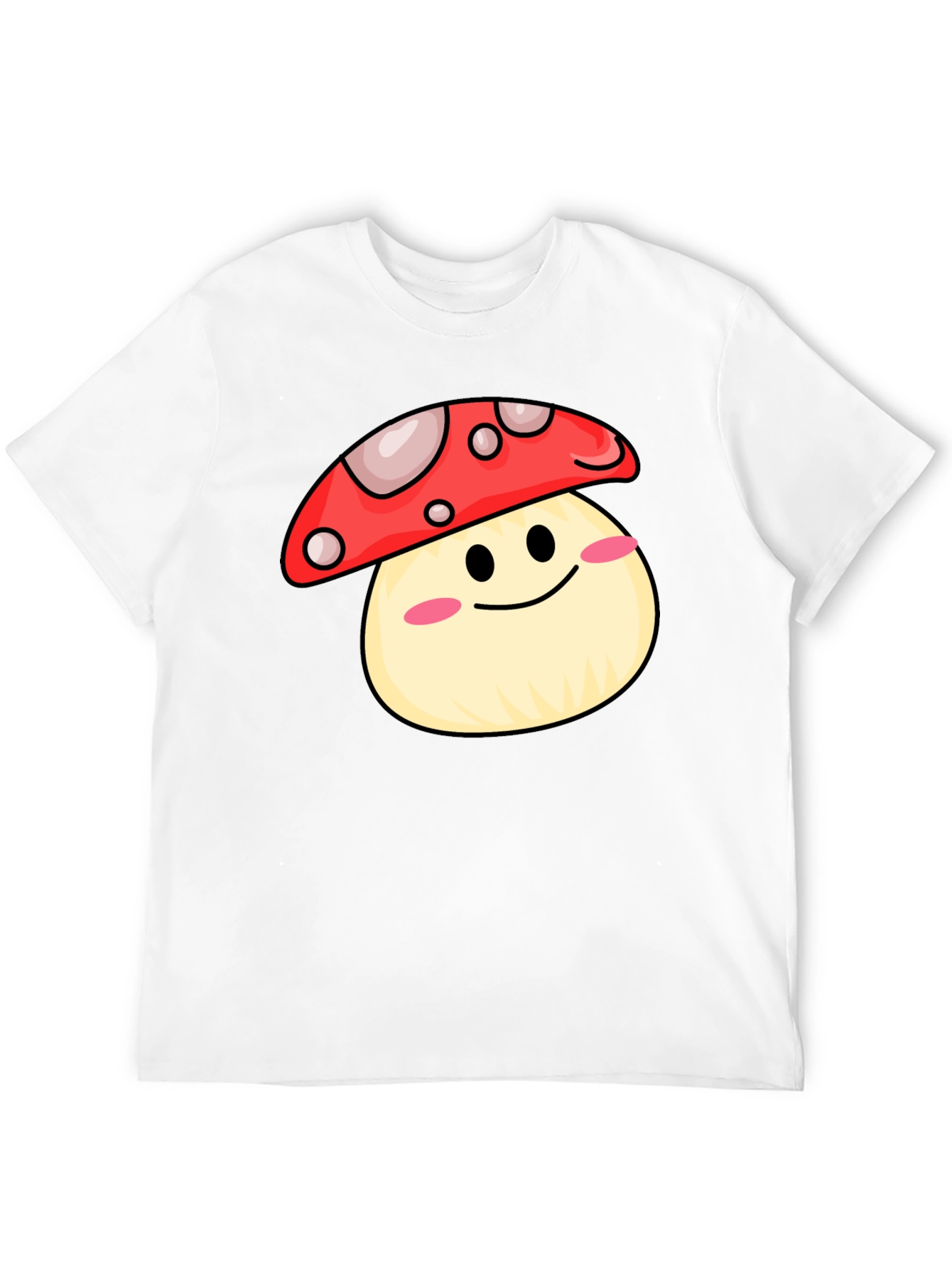 Black Cute Mushroom Graphic Tee - Black Cotton Shirt view 12