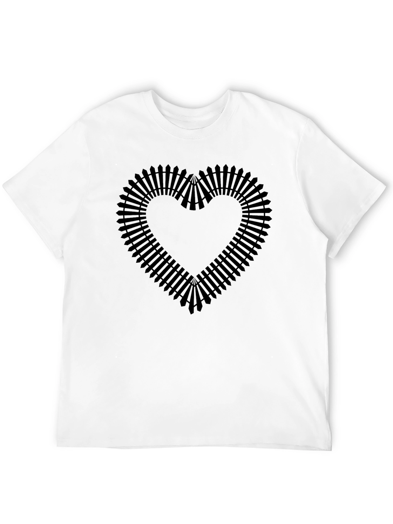 Black Railroad Heart Black T-Shirt - Unique Design view 12