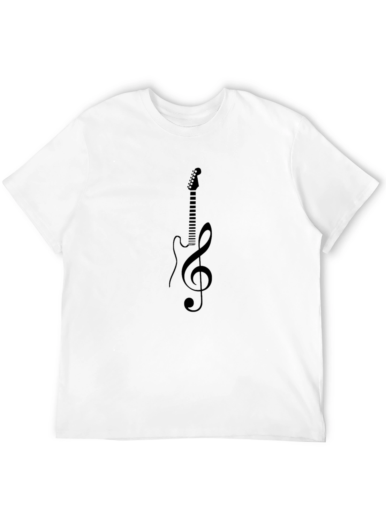 Black Guitar Treble Clef Black T-Shirt - Music Lover Tee view 12