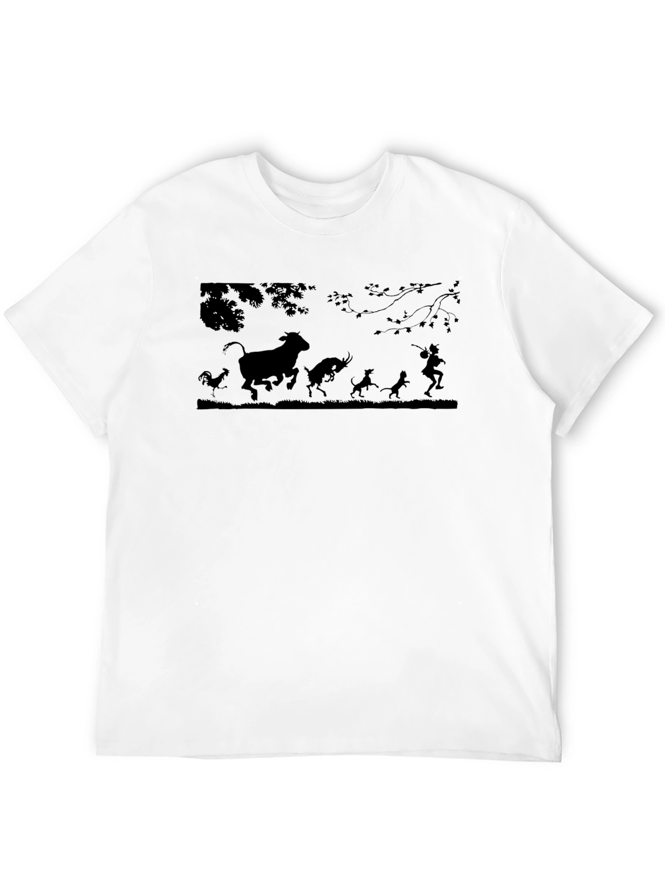 Black Silhouette Animal Chase Black T-Shirt view 12