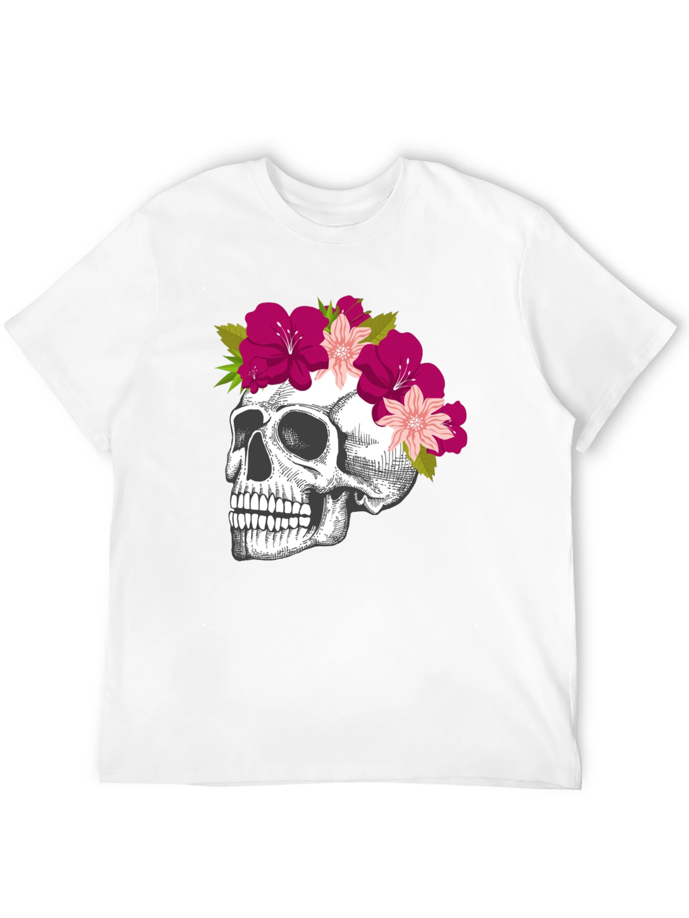 Black Floral Skull Graphic Tee - Unique & Stylish view 12