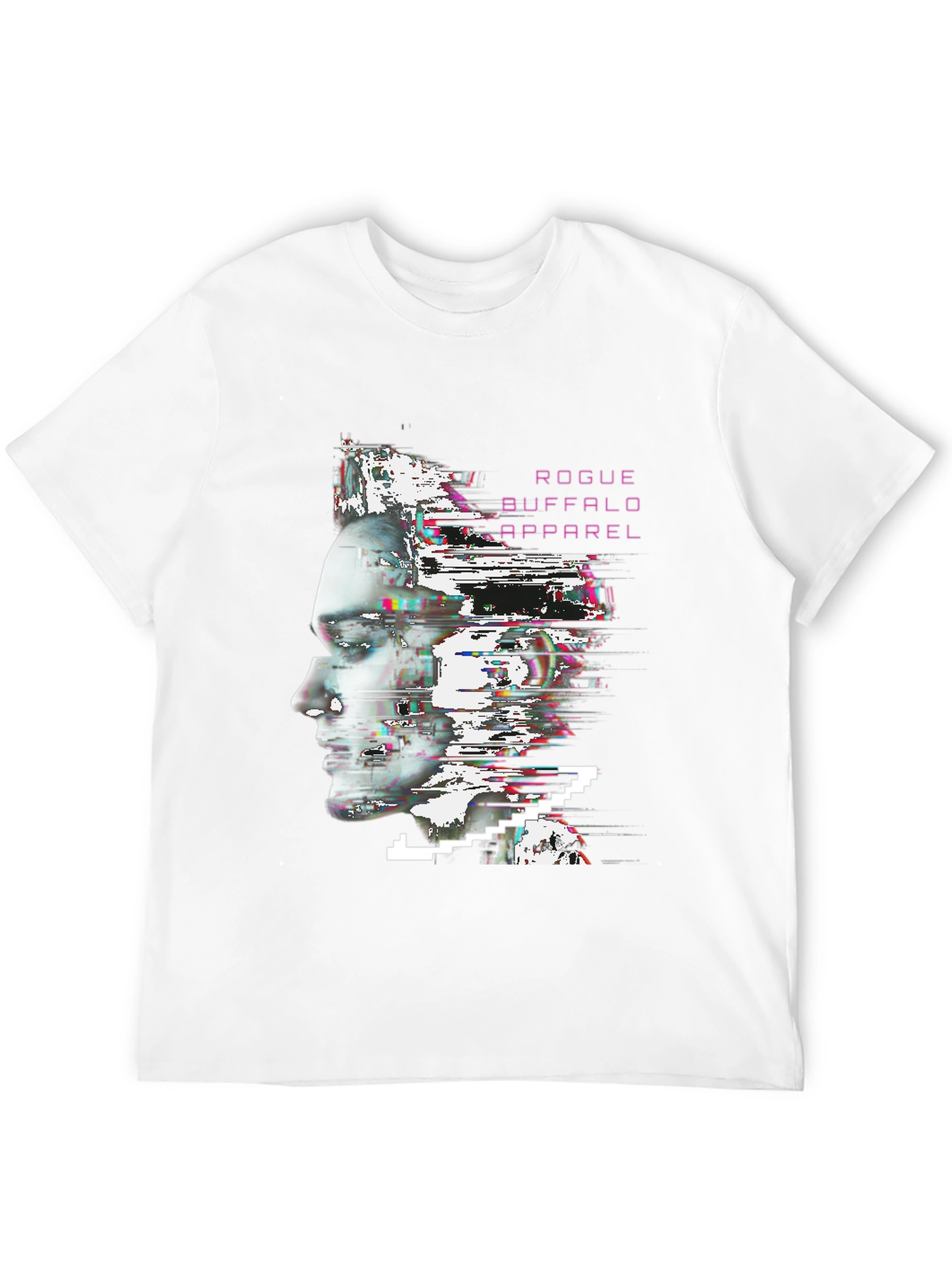 Black Rogue Buffalo Apparel Glitch Portrait T-Shirt view 12