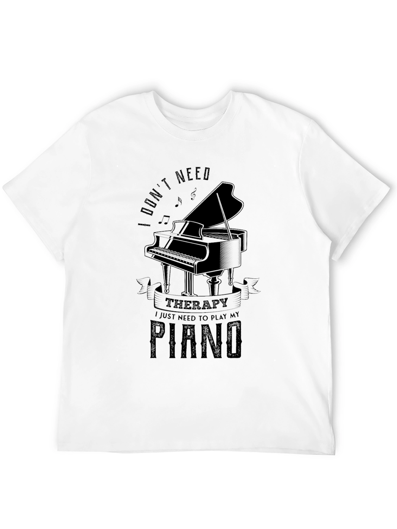 Black Piano Therapy T-Shirt: Music Lover's Comfort view 12