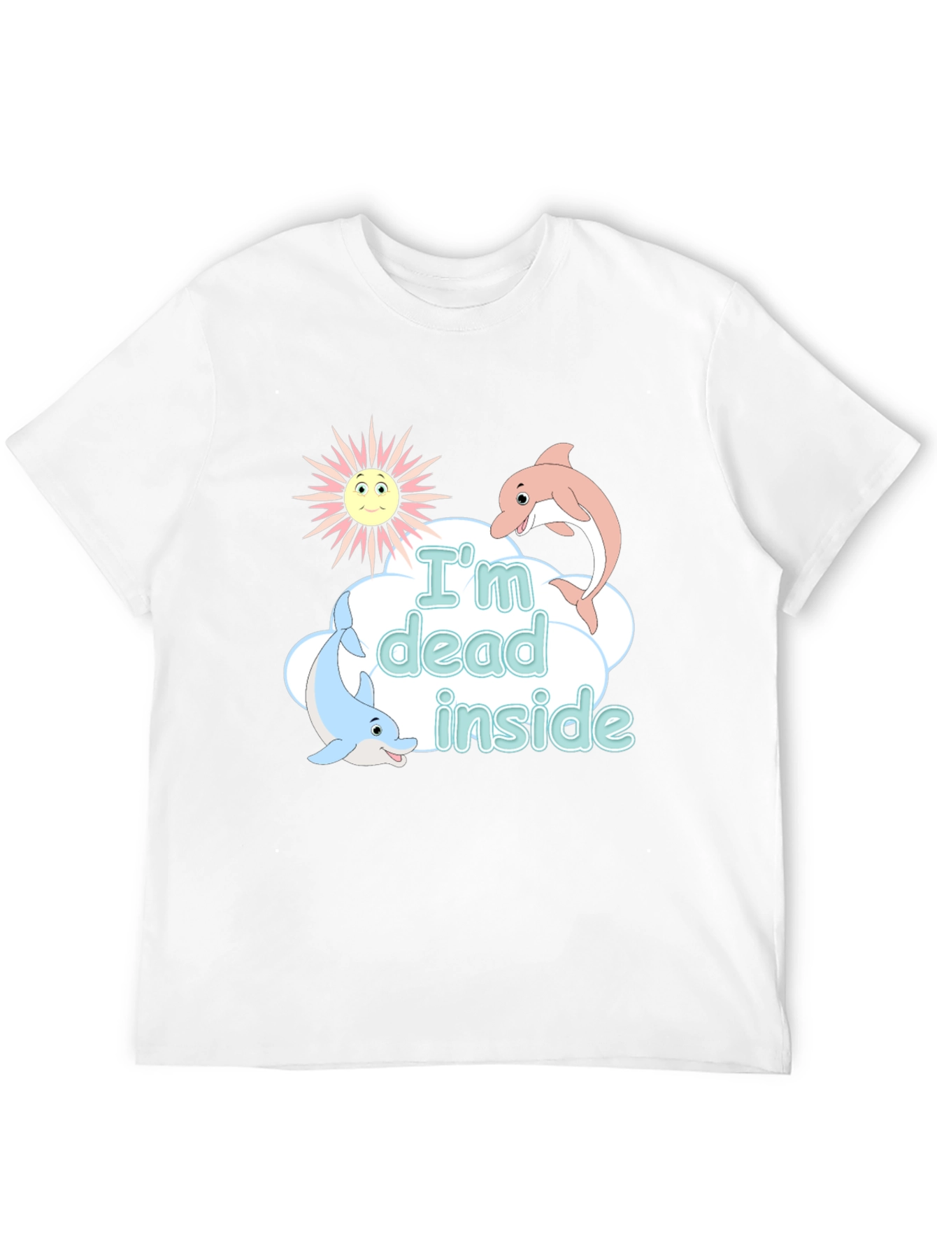 Black I'm Dead Inside Funny Dolphin Graphic T-Shirt view 12