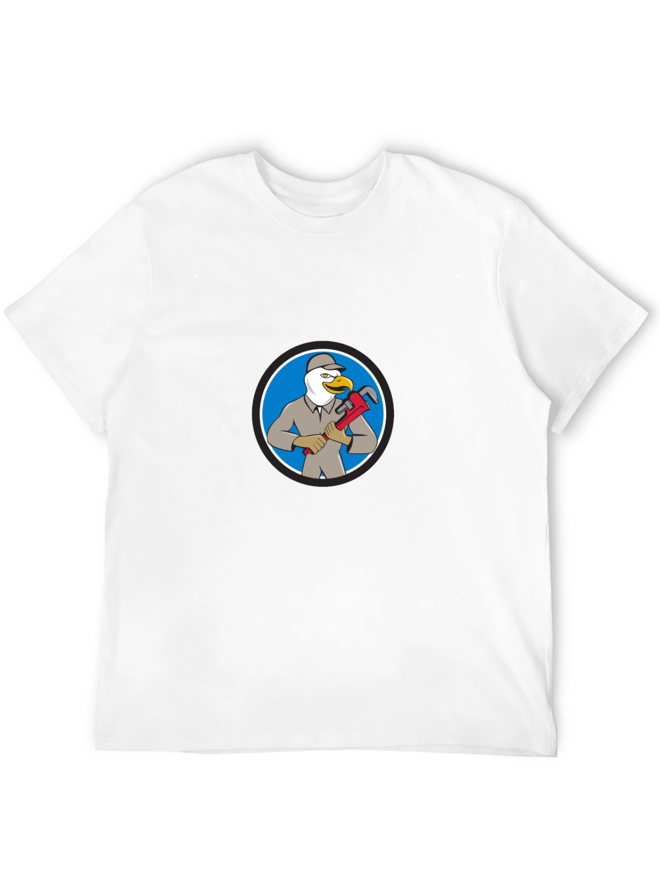 Black Cartoon Seagull Plumber T-Shirt view 12