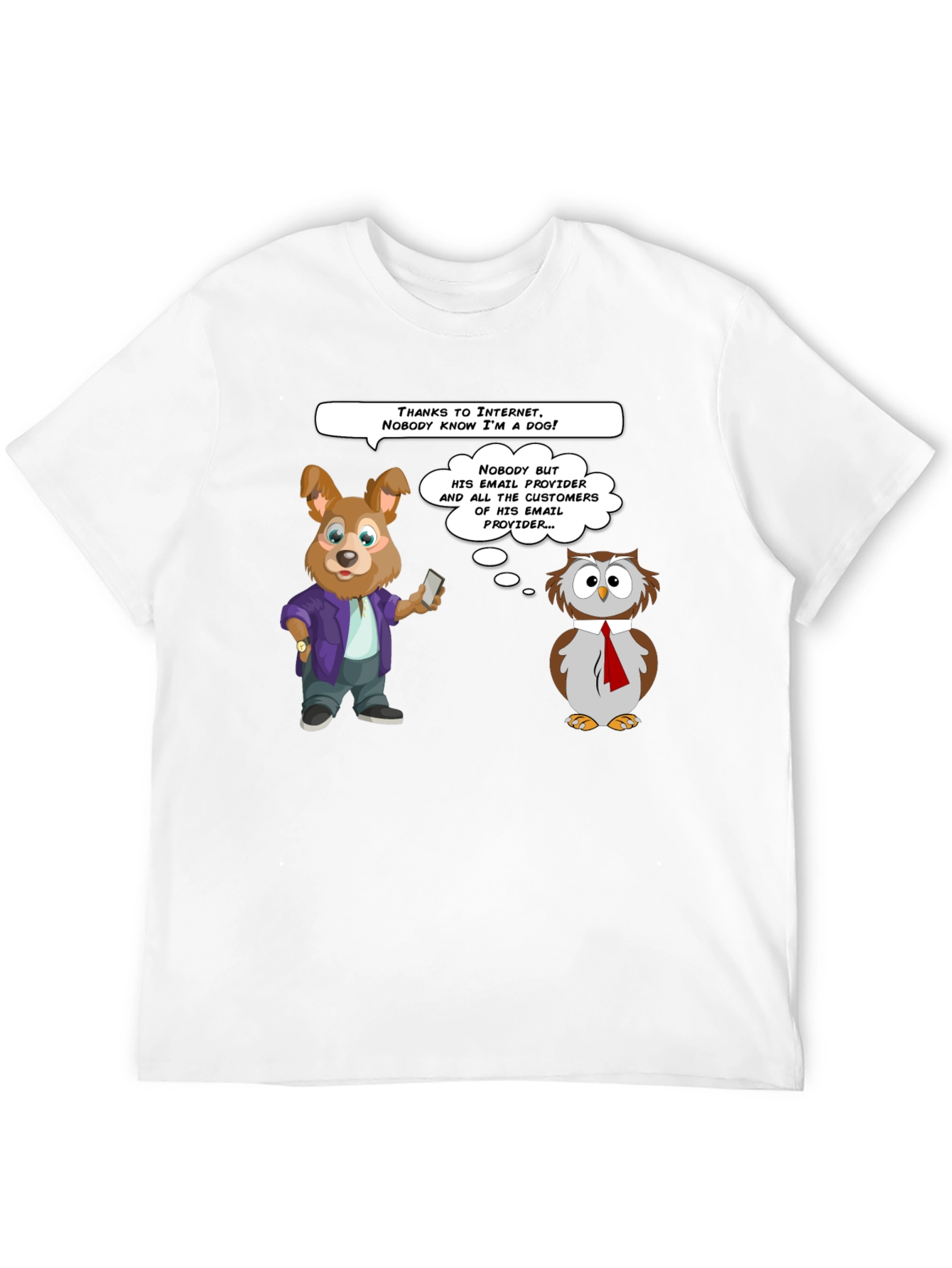 Black Funny Internet Dog & Owl T-Shirt view 12