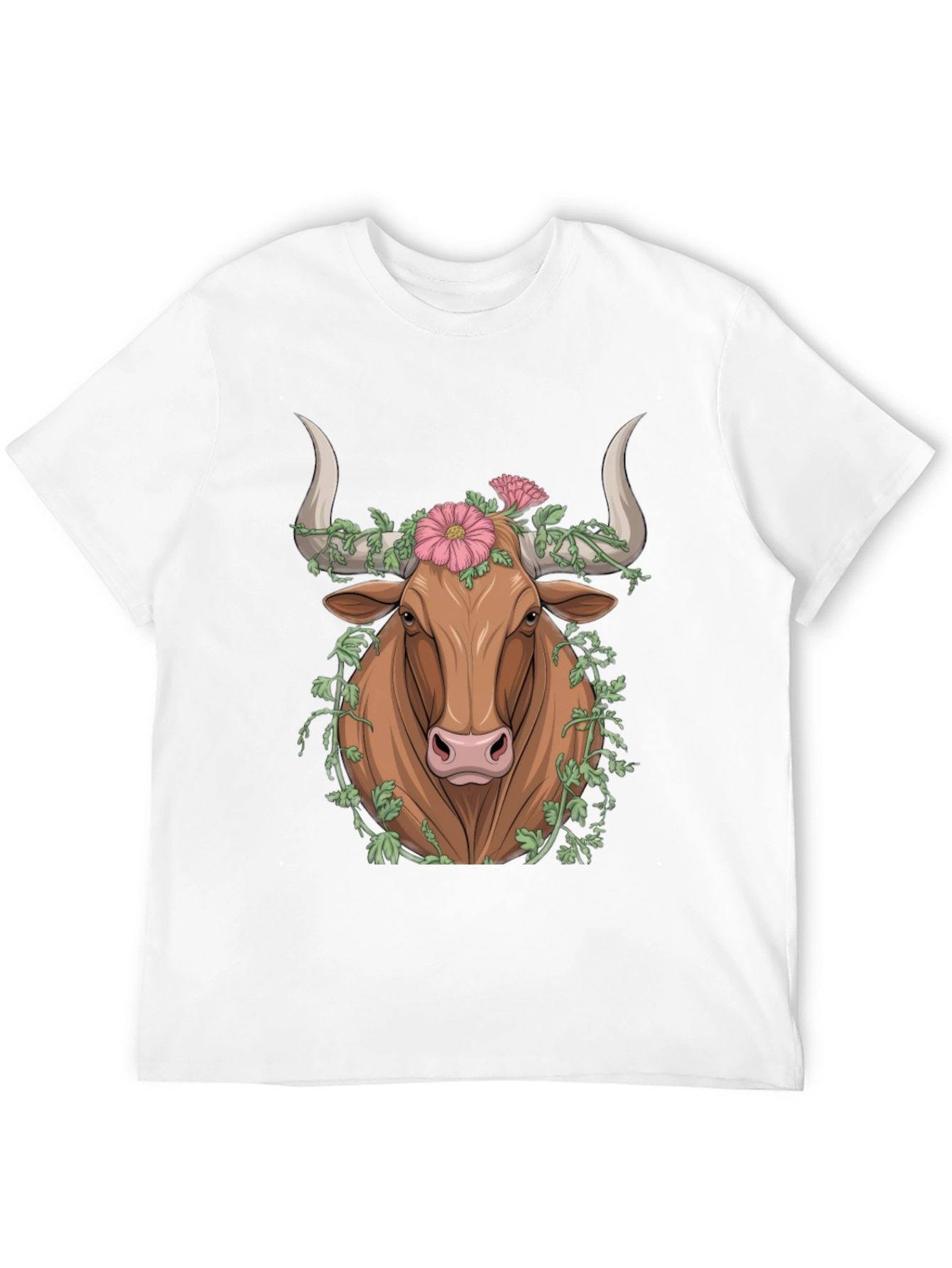 Black Floral Bull Graphic Tee - Unique Animal Print view 12