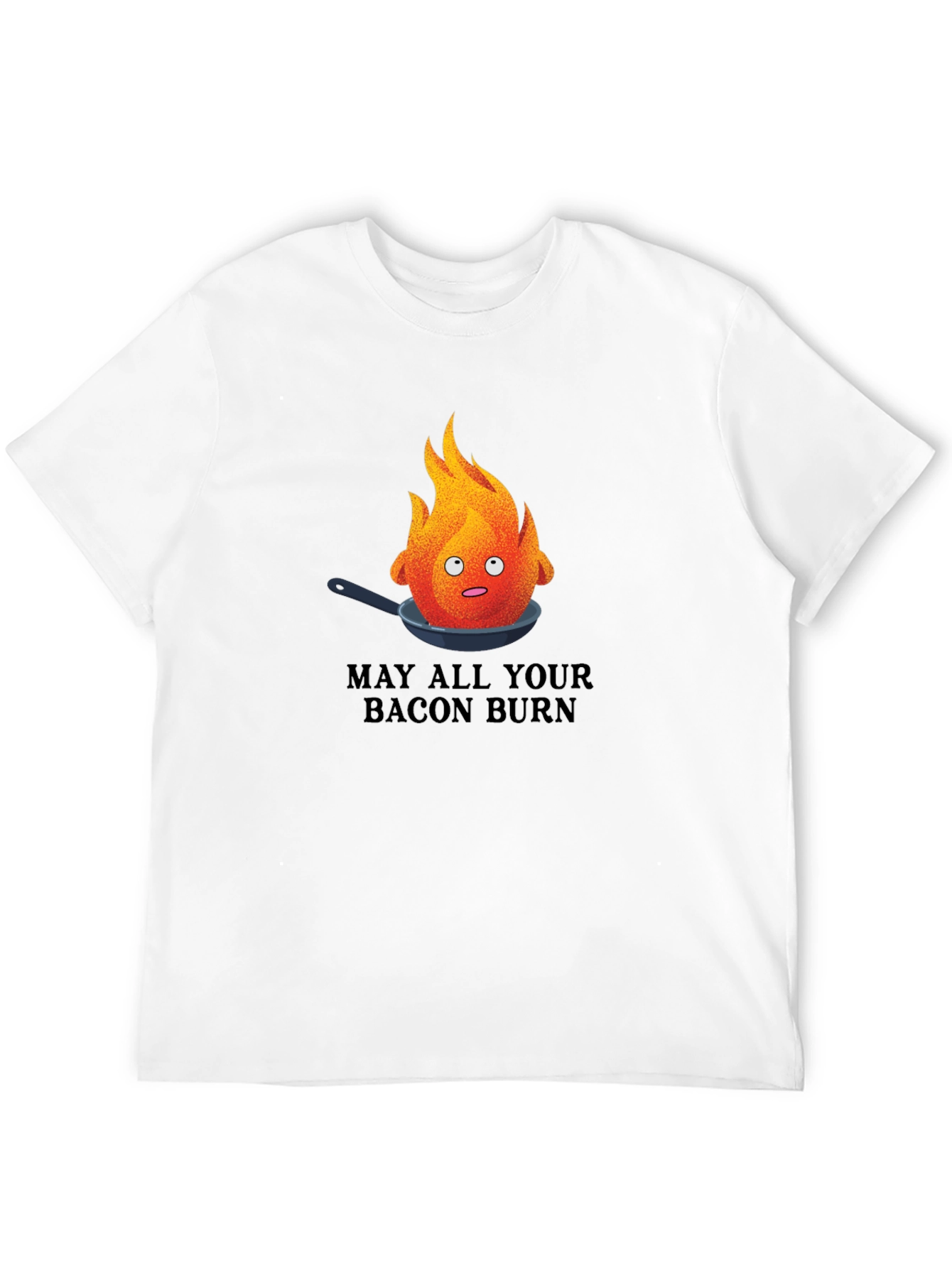 Black May All Your Bacon Burn T-Shirt - Funny Fire Pan Graphic Tee view 12