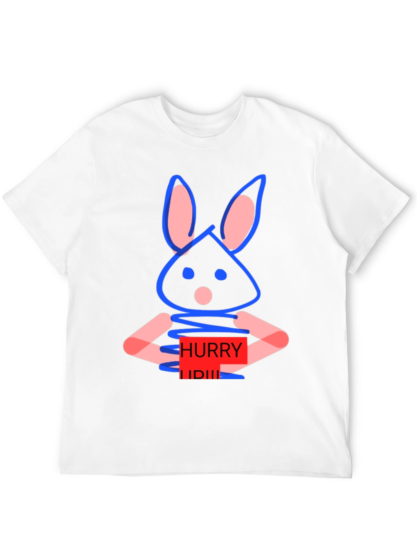 Black Whimsical Bunny Graphic Tee - Hurry Up! Design view 12