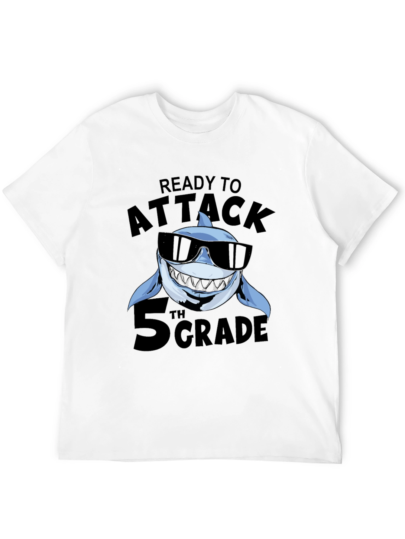 Black Ready to Attack 5th Grade Shark T-Shirt view 12