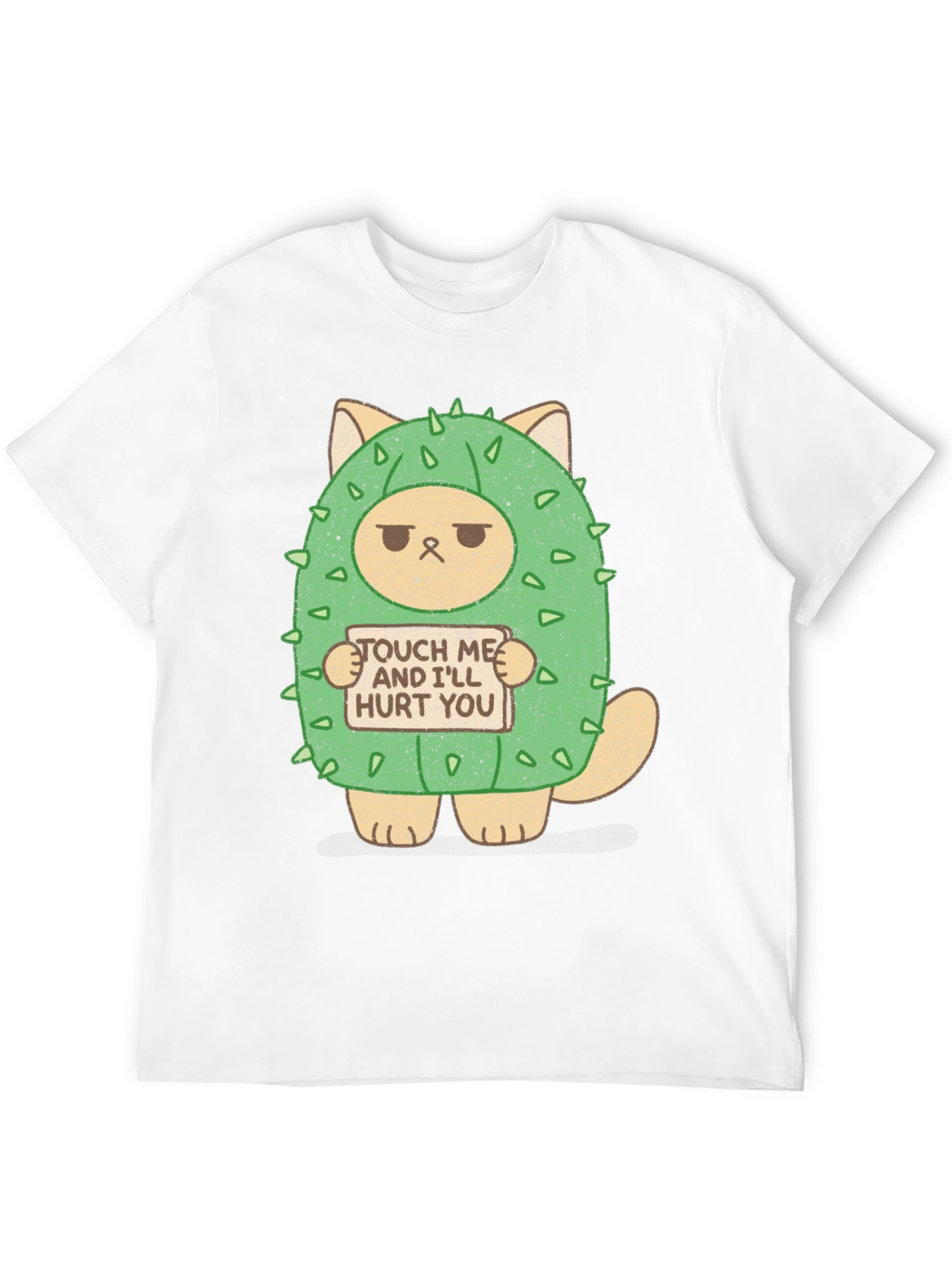 Black Cactus Cat T-Shirt - Touch Me and I'll Hurt You! view 12