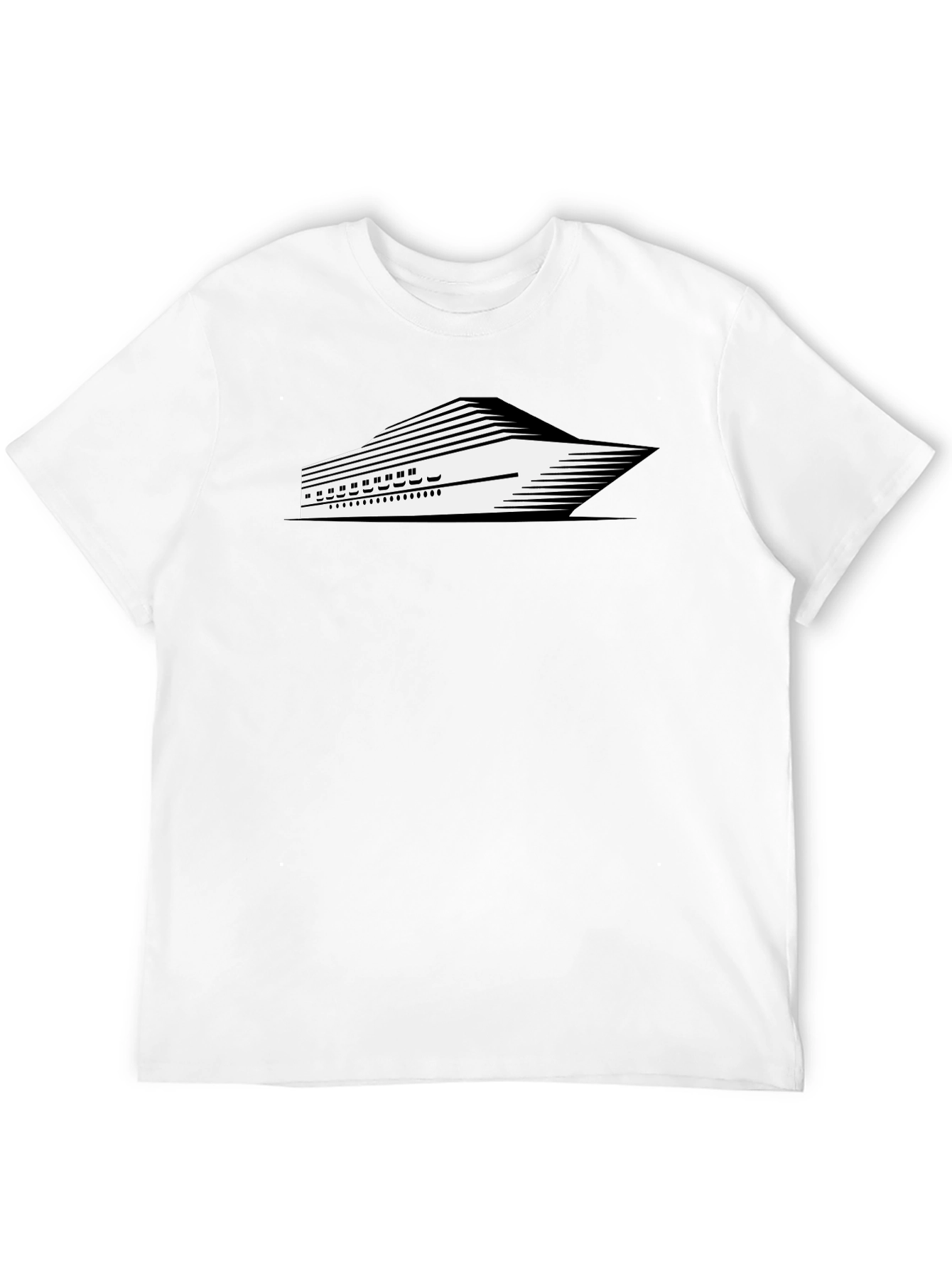 Black Modern Cruise Ship Graphic Tee - Black view 12