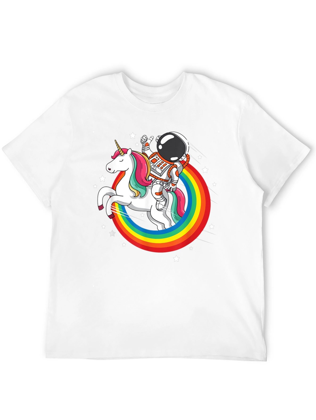 Black Astronaut Unicorn Rainbow T-Shirt view 12