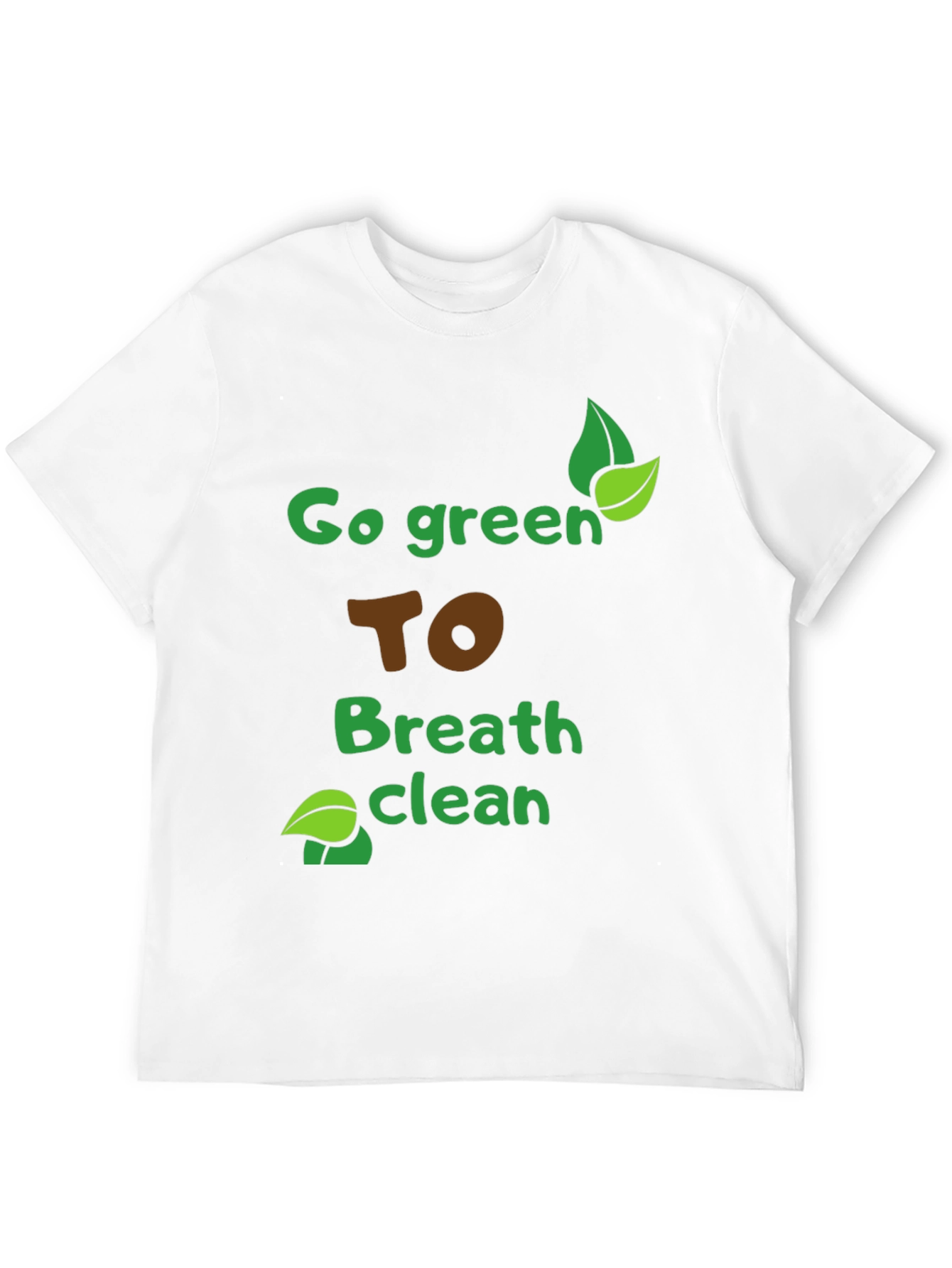 Black Eco-Friendly "Go Green" Graphic Tee - Breathe Clean Air! view 12