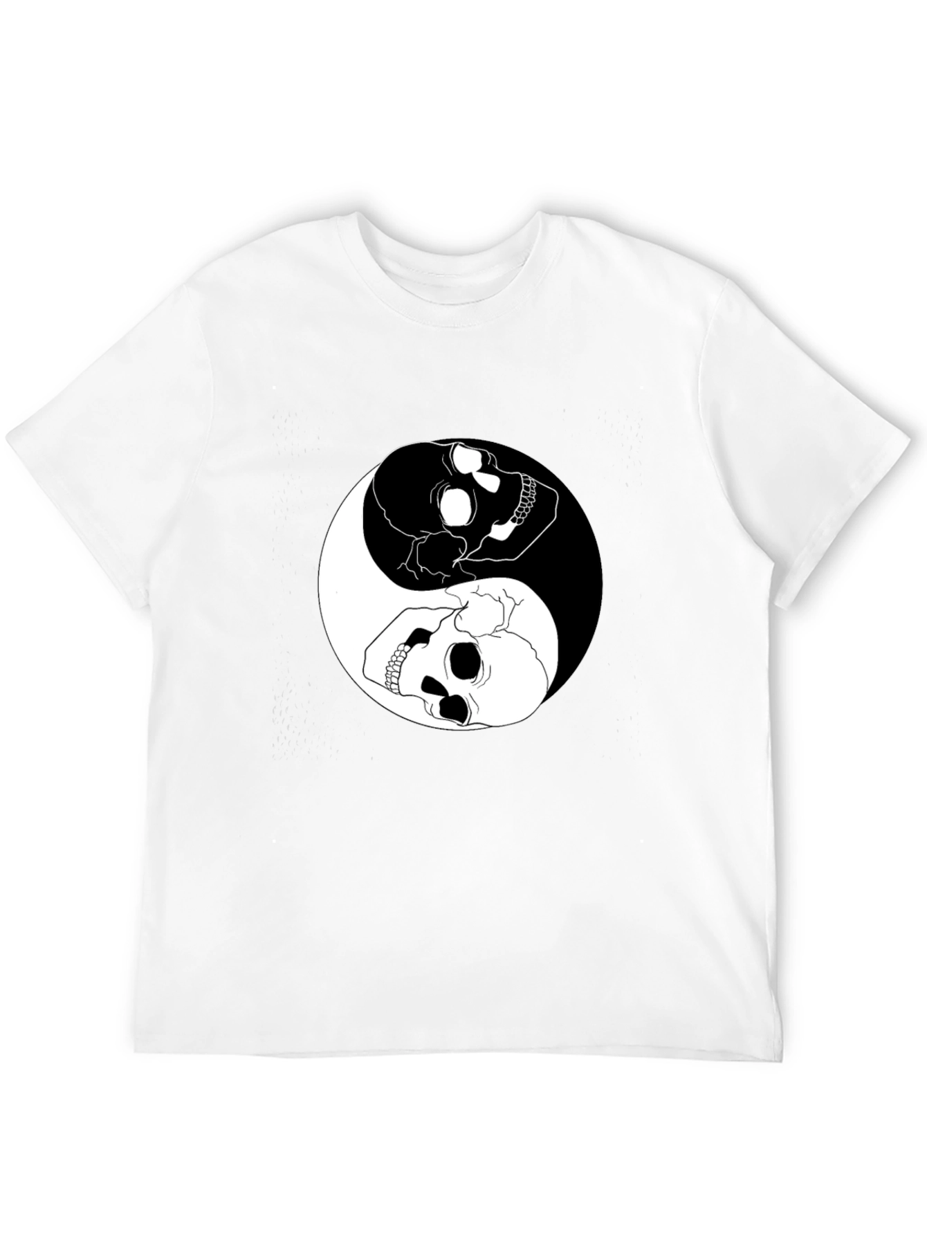 Black Yin Yang Skull Graphic T-Shirt - Black Cotton Tee view 12