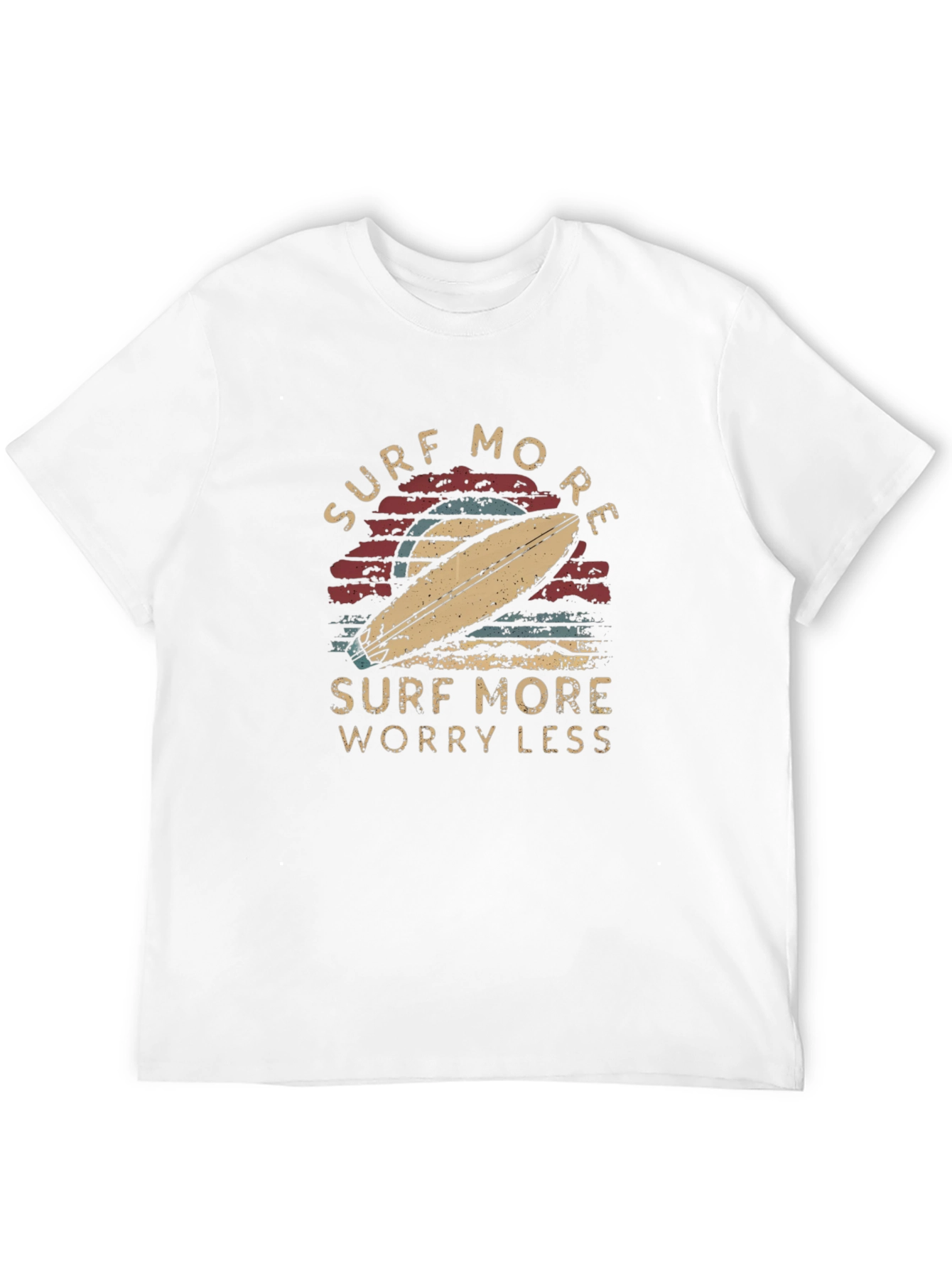 Black Surf More Worry Less Graphic Tee - Retro Surfboard Design view 12