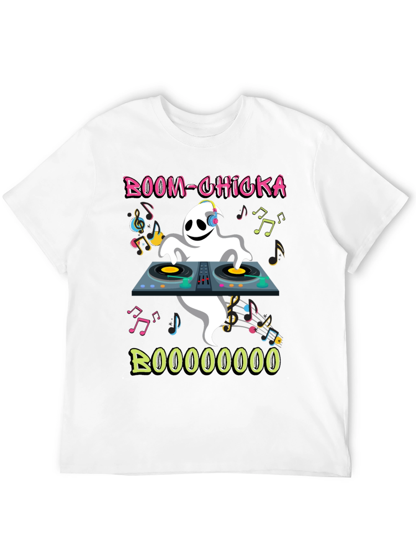 Black DJ Ghost Graphic Tee - Halloween Party Shirt view 12