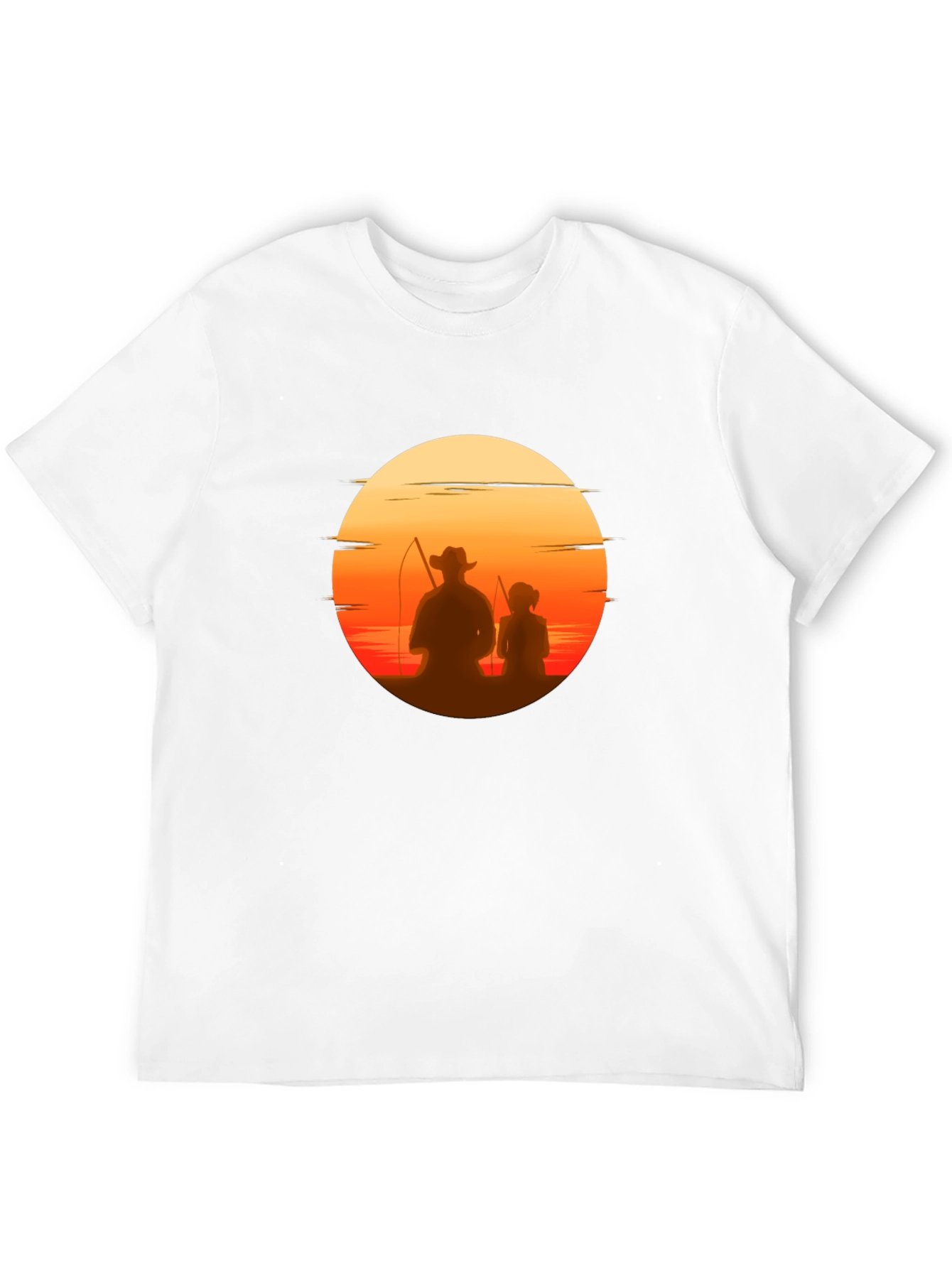 Black Sunset Fishing T-Shirt: Dad & Daughter Silhouette Tee view 12