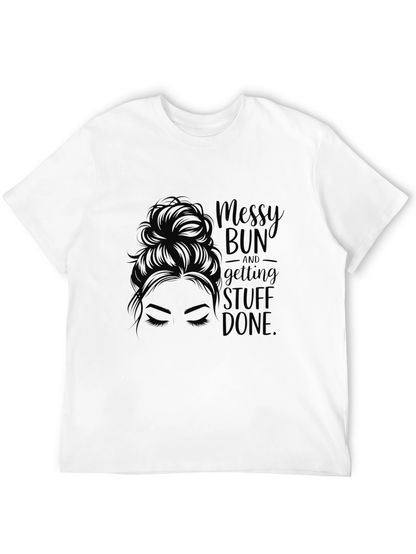 Black Messy Bun & Getting Stuff Done Tee - Black Casual view 12