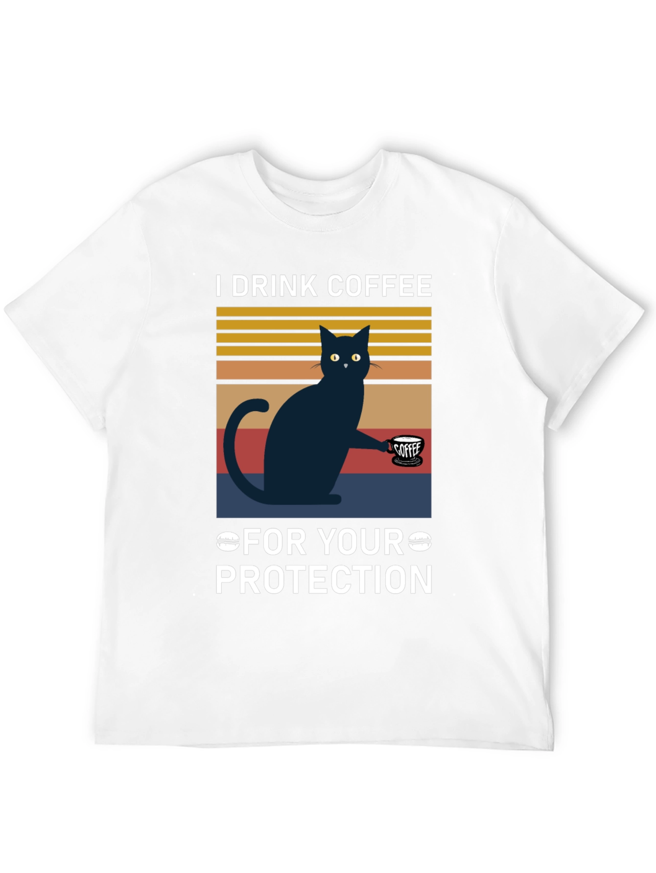 Black Funny Cat Coffee T-Shirt - For Your Protection view 12