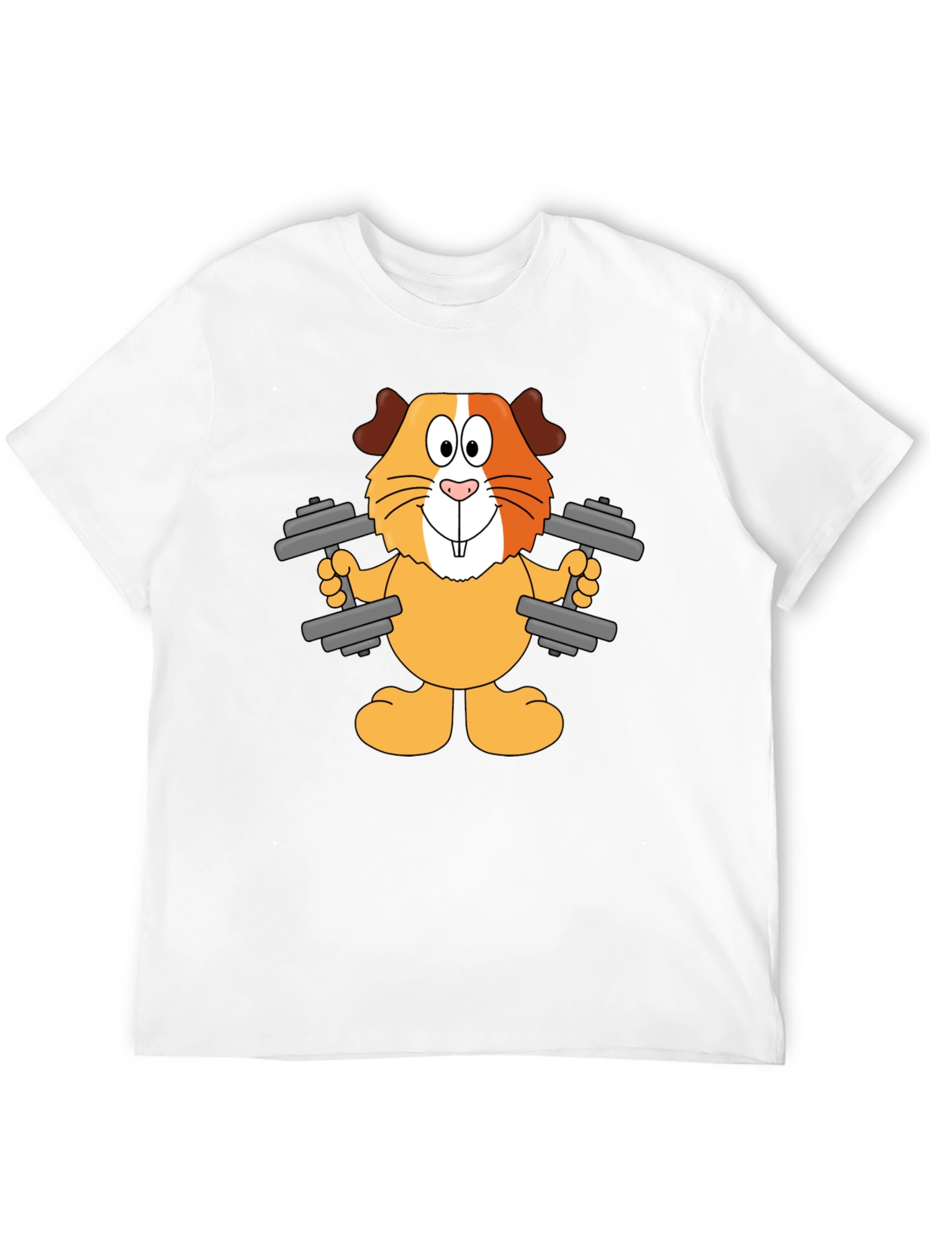 Black Funny Guinea Pig Lifting Weights T-Shirt view 12