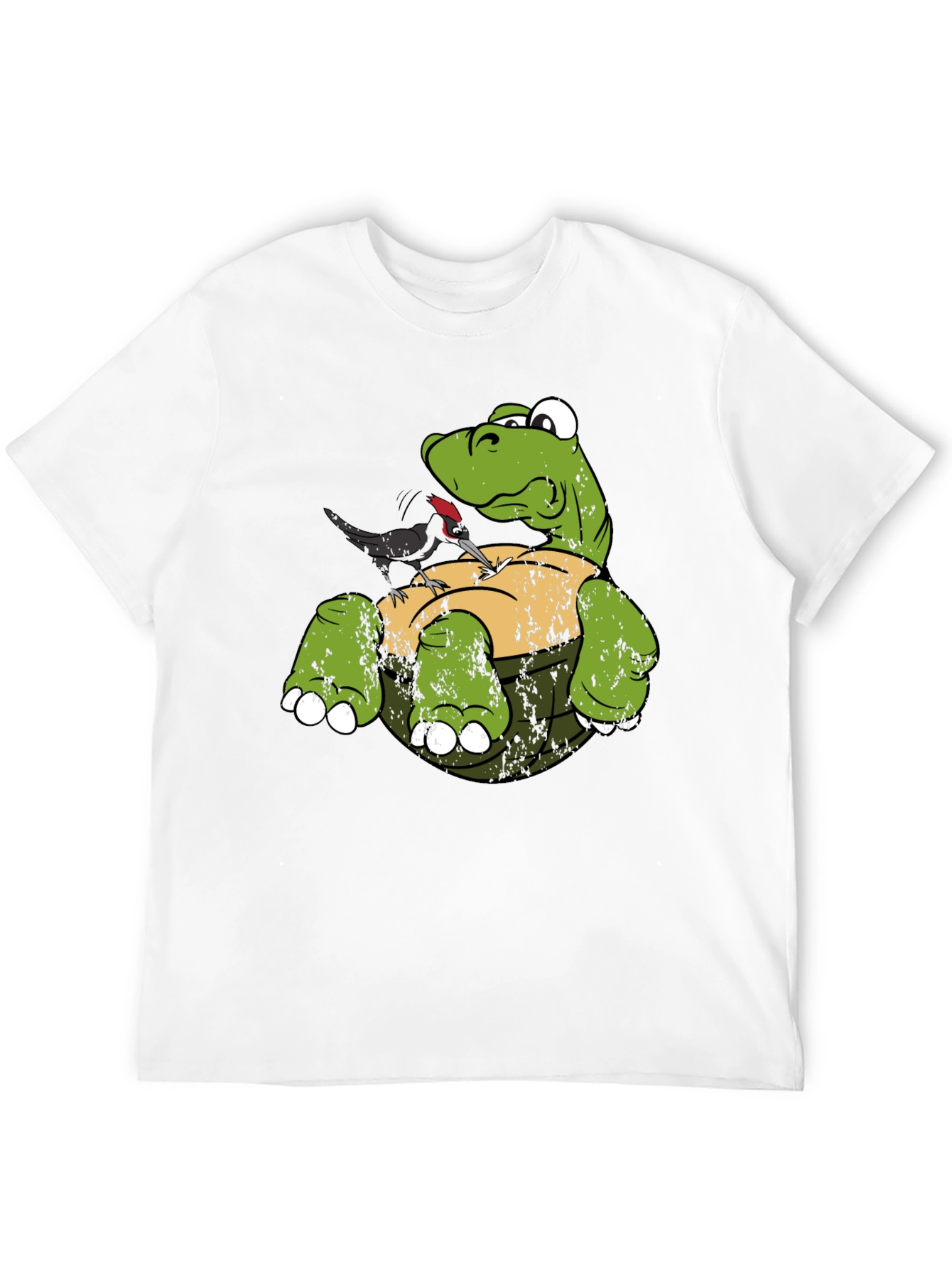 Black Turtle & Woodpecker Graphic T-Shirt view 12