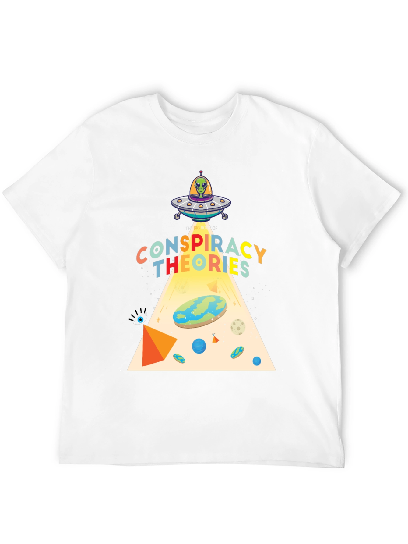 Black Conspiracy Theories Graphic T-Shirt, Alien UFO, Flat Earth view 12