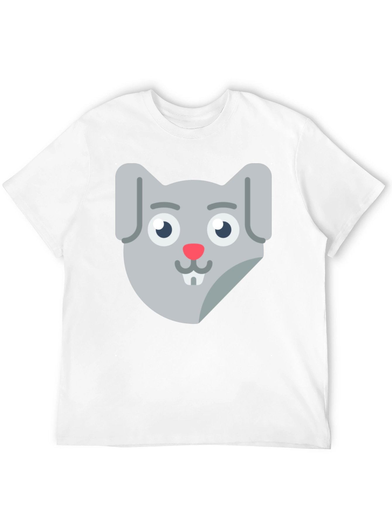 Black Cute Cartoon Rabbit Face Black T-Shirt view 12
