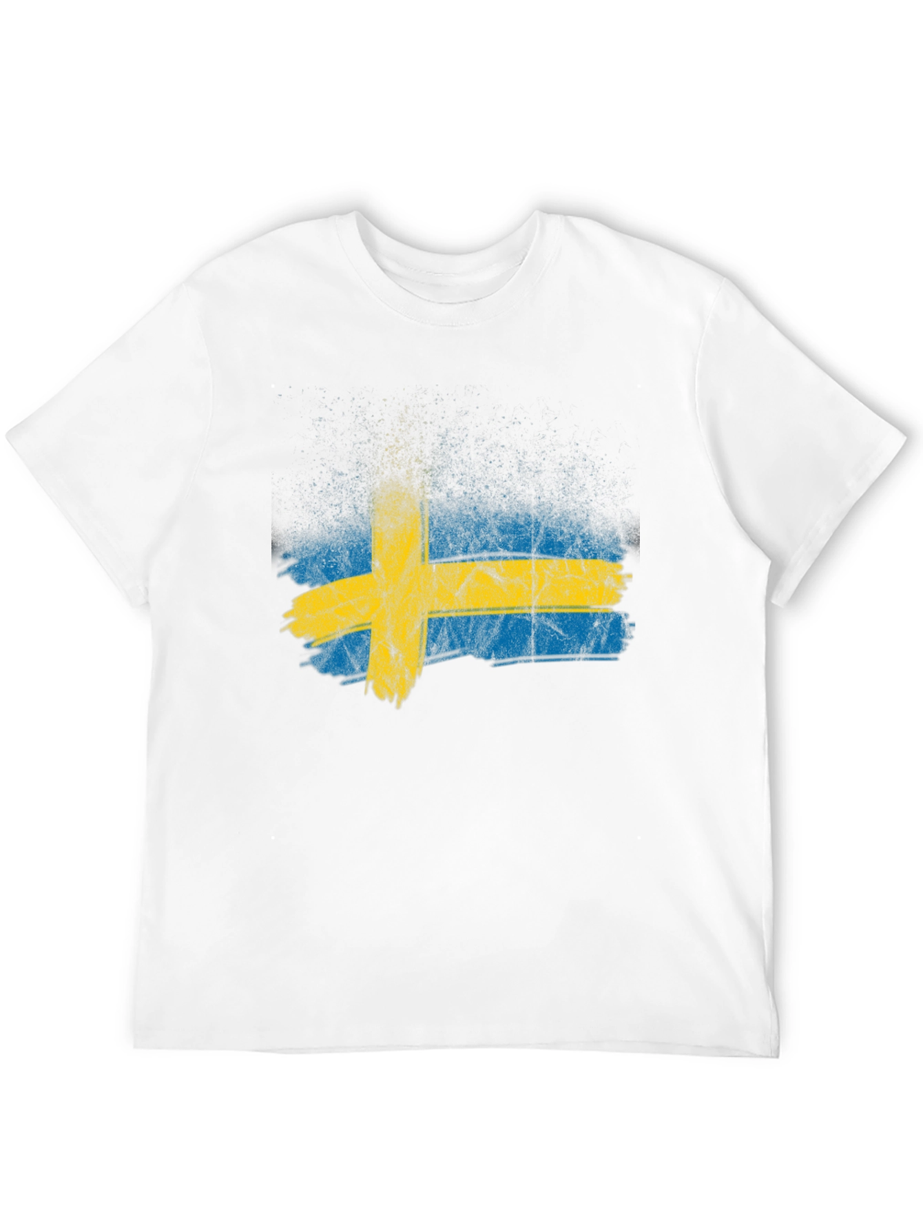 Black Sweden Flag Distressed Graphic Tee - Black view 12