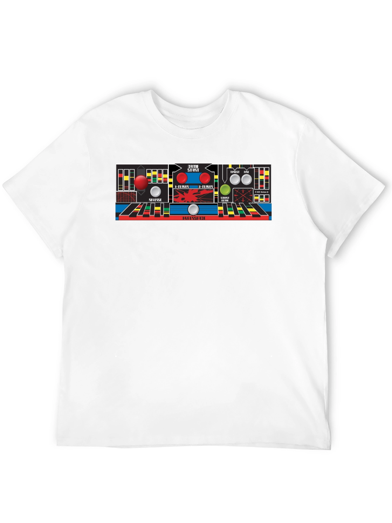 Black Retro Arcade Game Control Panel T-Shirt view 12