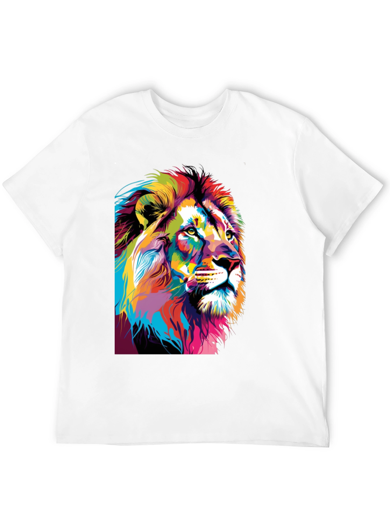 Black Colorful Lion Graphic Print T-Shirt view 12