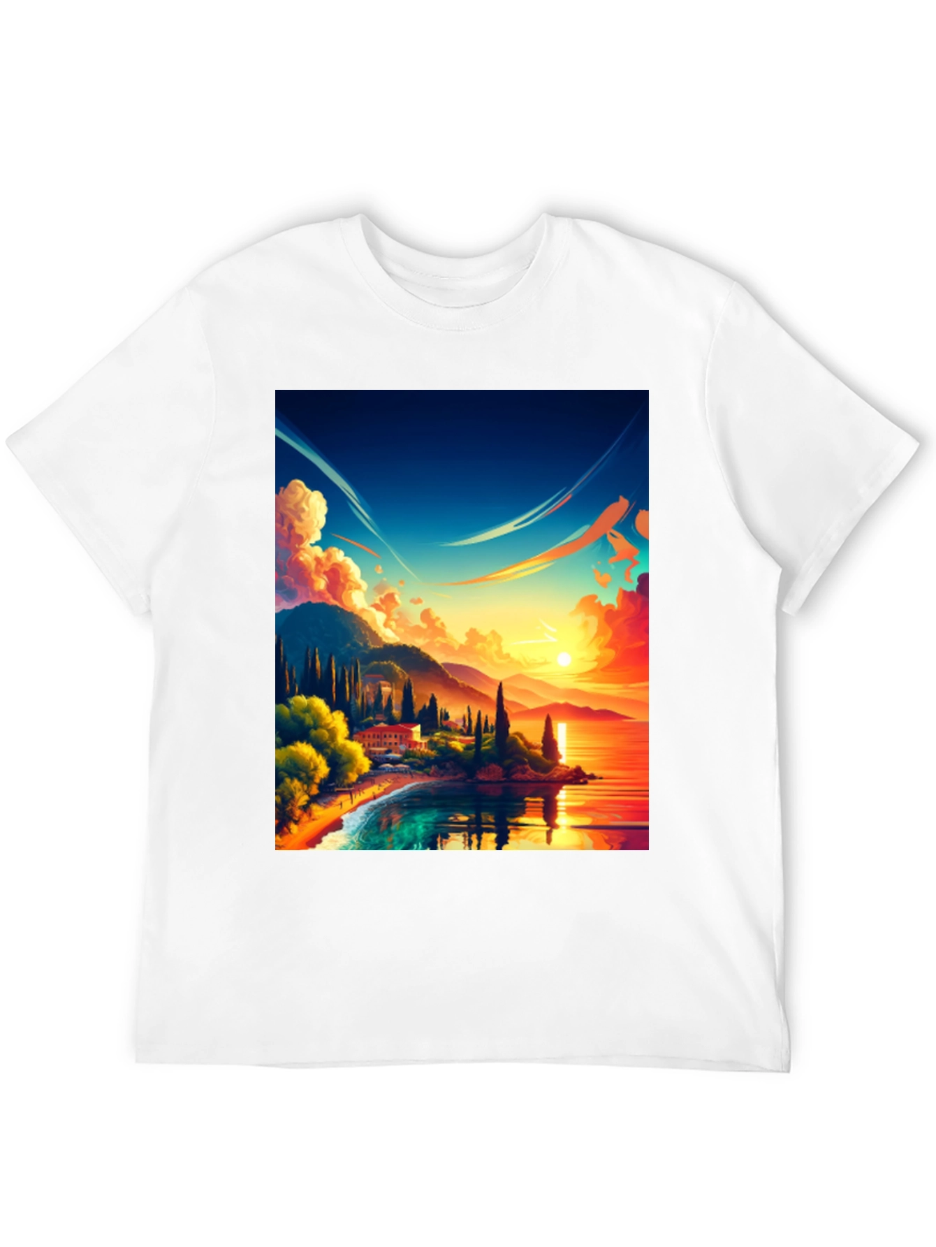 Black Vibrant Sunset Landscape Graphic Tee view 12
