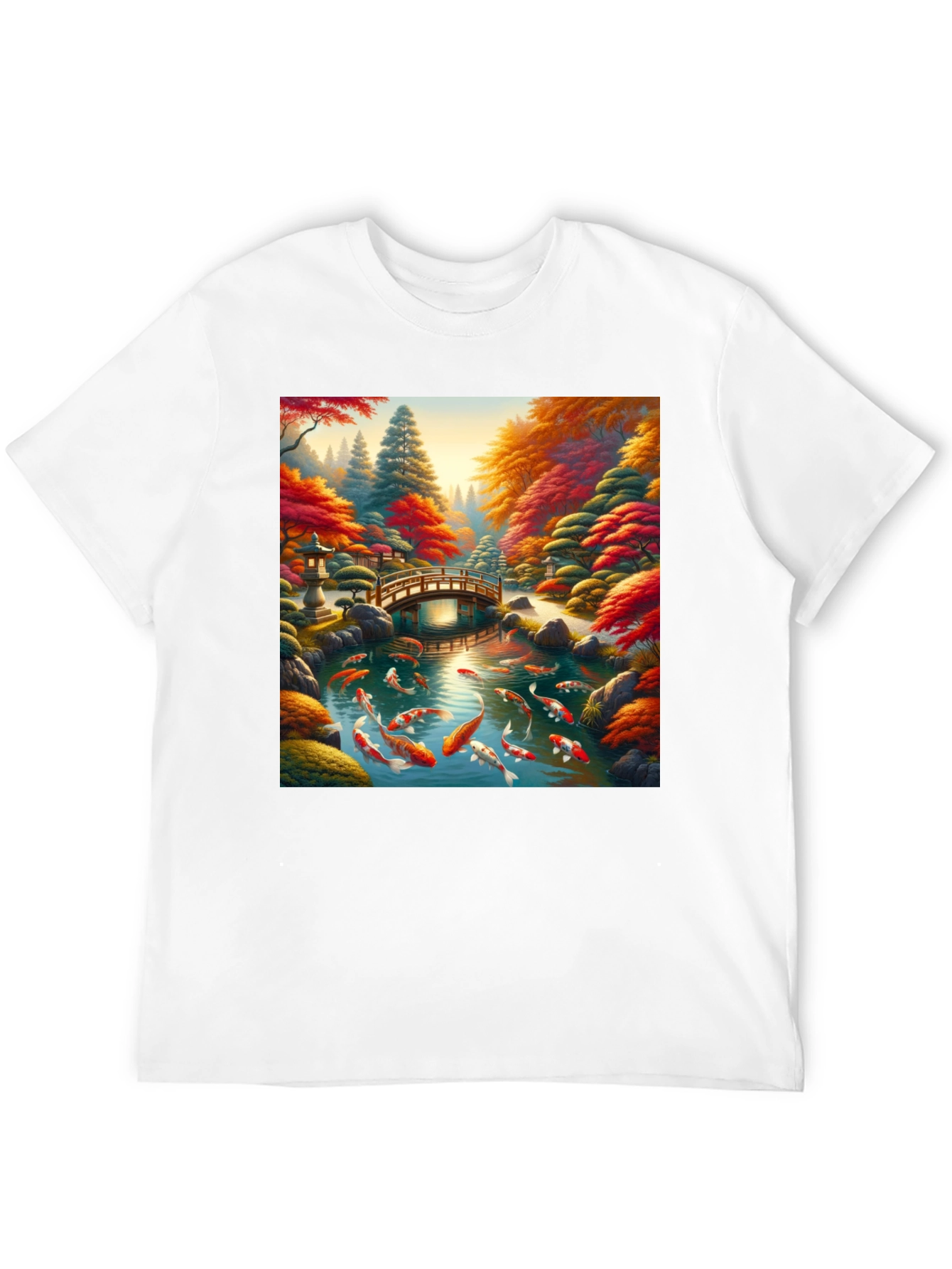 Black Koi Pond Graphic Tee - Artistic Japanese Garden Design view 12