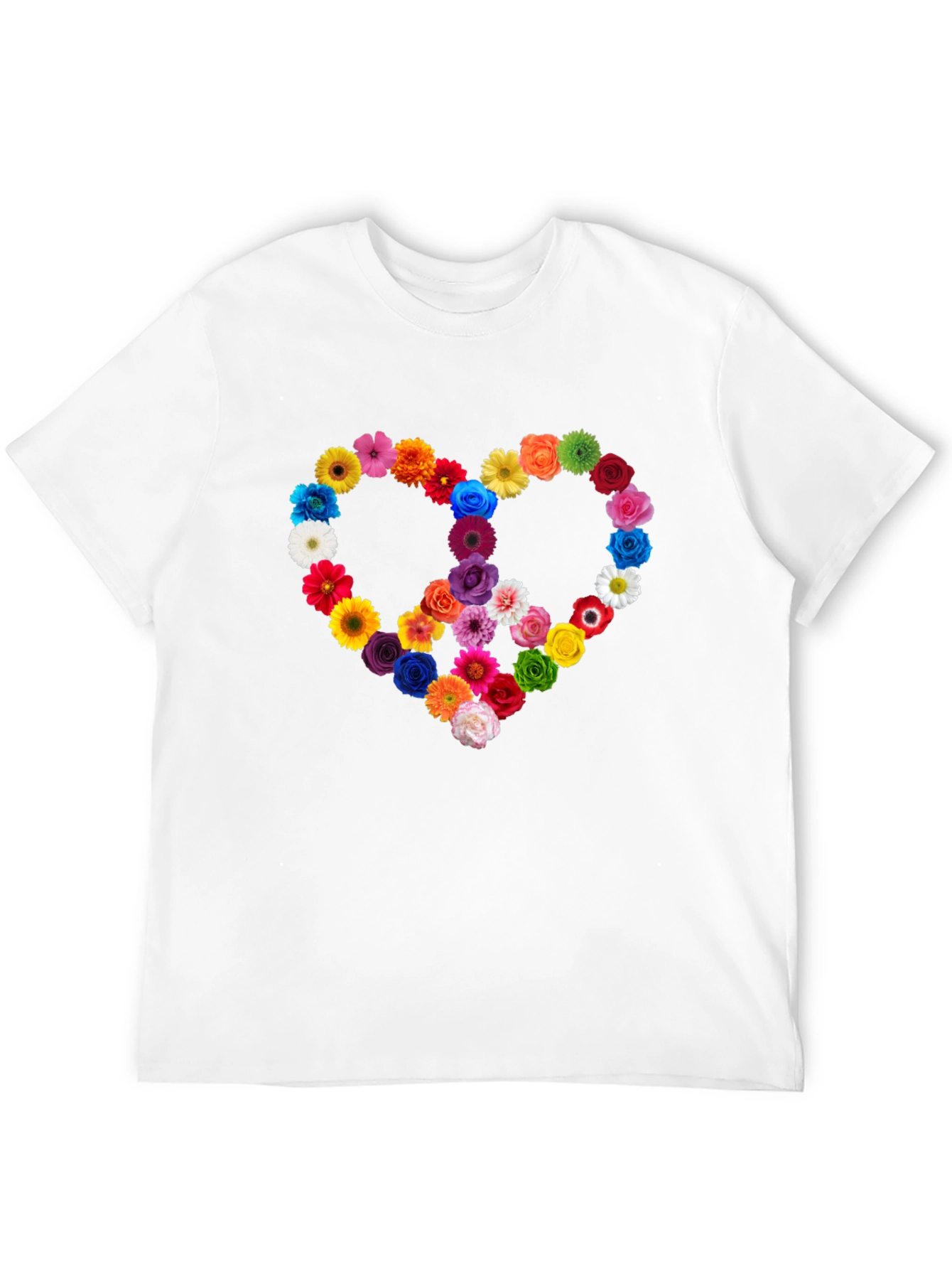 Black Floral Peace Sign Heart Graphic T-Shirt view 12