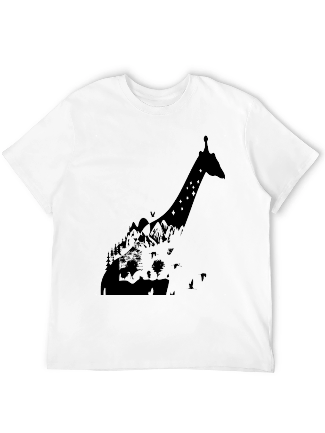 Black Giraffe Silhouette Graphic T-Shirt - Black view 12