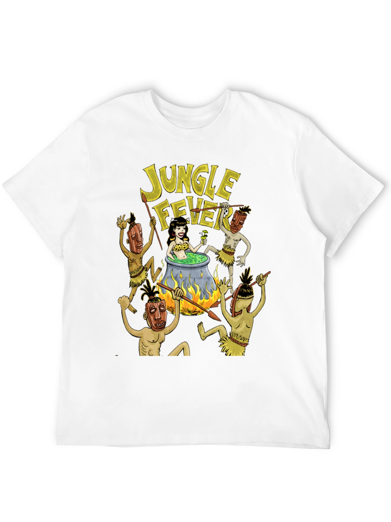 Black Jungle Fever Cartoon Graphic Black T-Shirt view 12