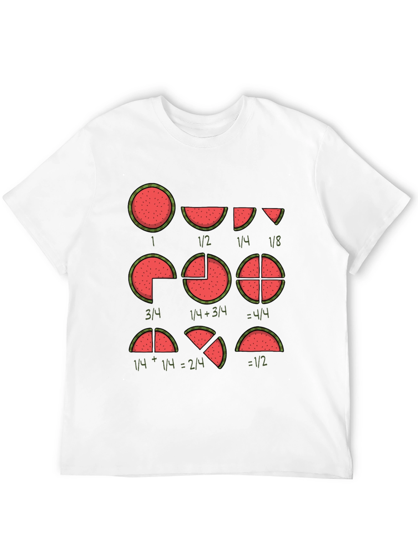 Black Watermelon Fractions Math Humor Graphic T-Shirt view 12