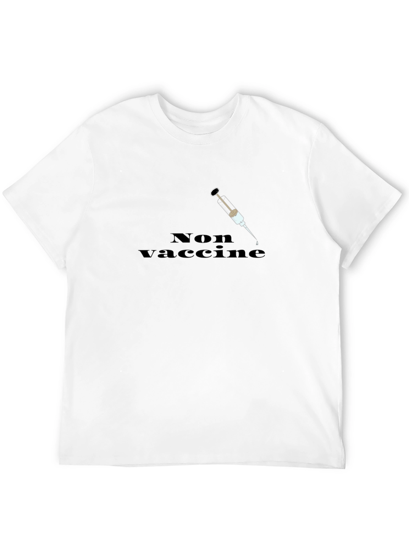 Black Non Vaccine T-Shirt - Black Cotton Tee view 12
