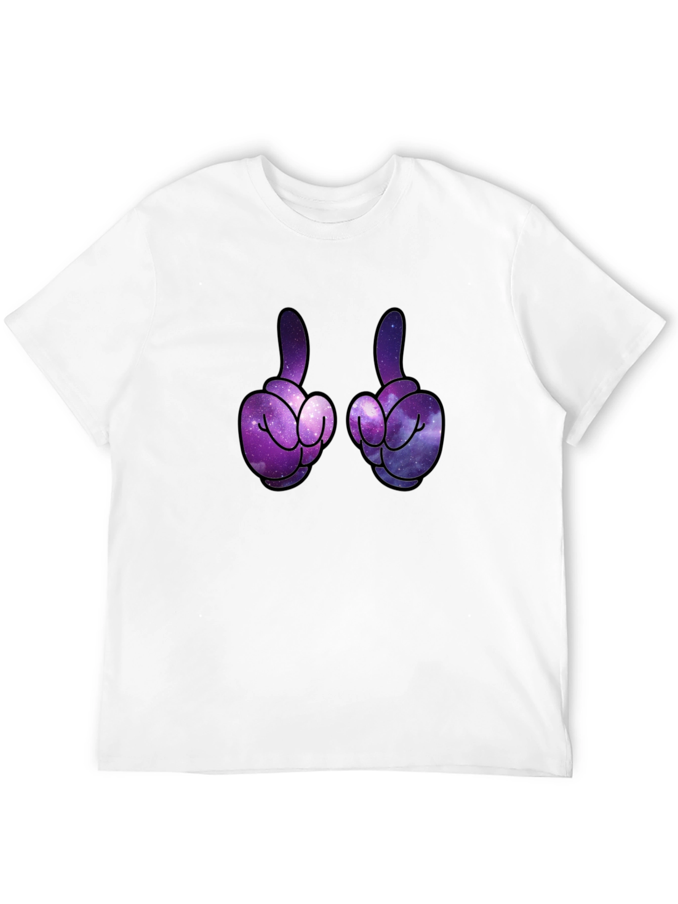 Black Galaxy Finger Graphic Tee - Black Unisex T-Shirt view 12