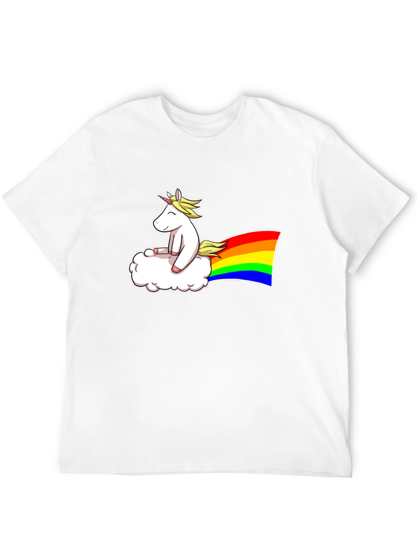 Black Unicorn Cloud Rainbow Graphic T-Shirt view 12