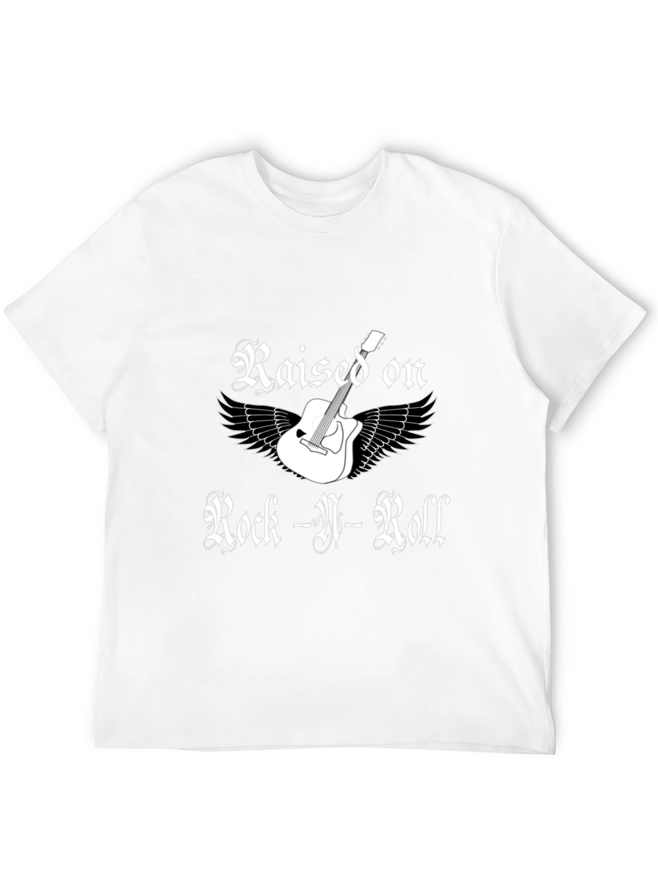 Black Rock-N-Roll T-Shirt - Guitar and Wings Design view 12