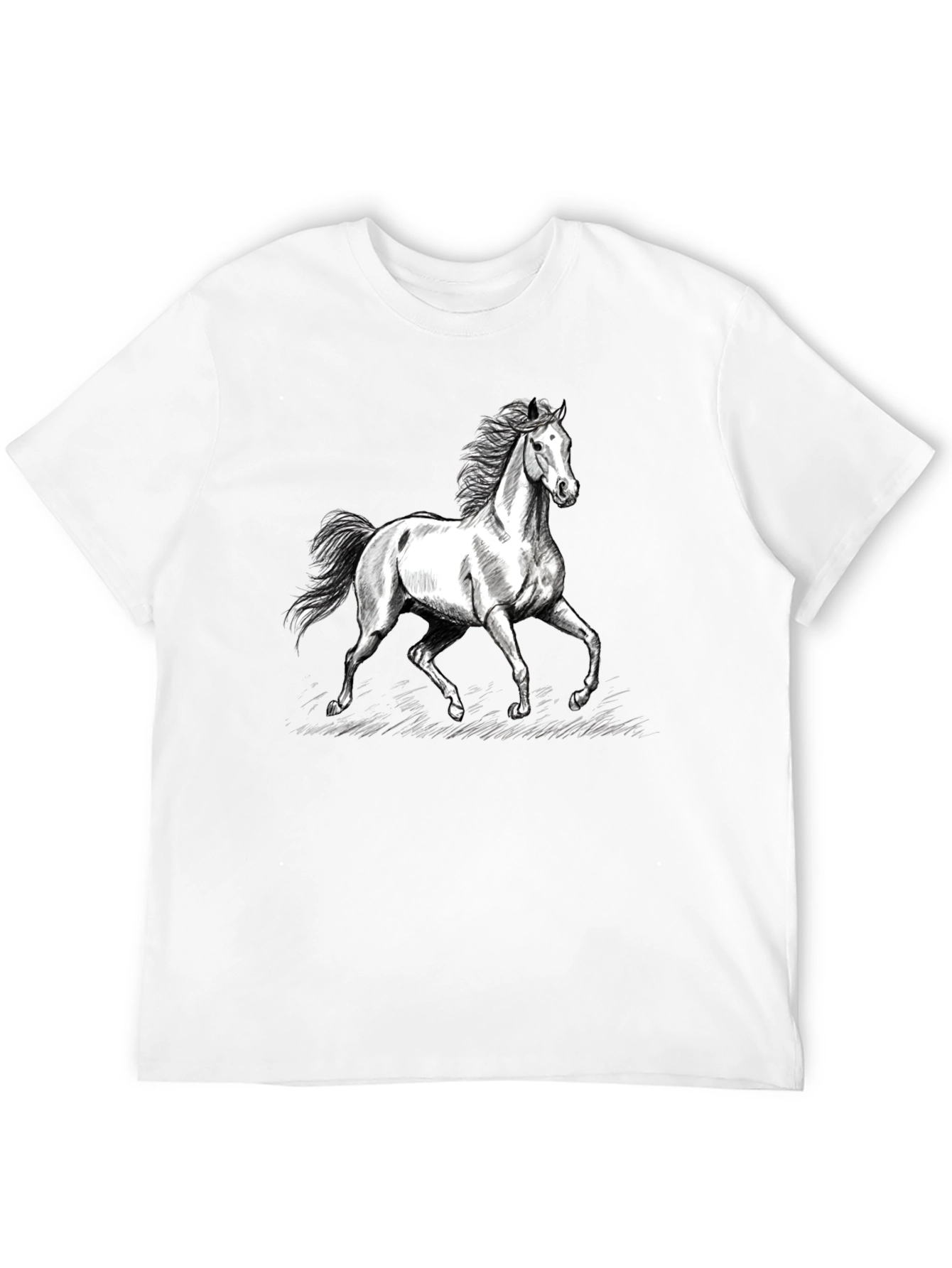 Black Horse Graphic Tee - Black Cotton Casual T-Shirt view 12