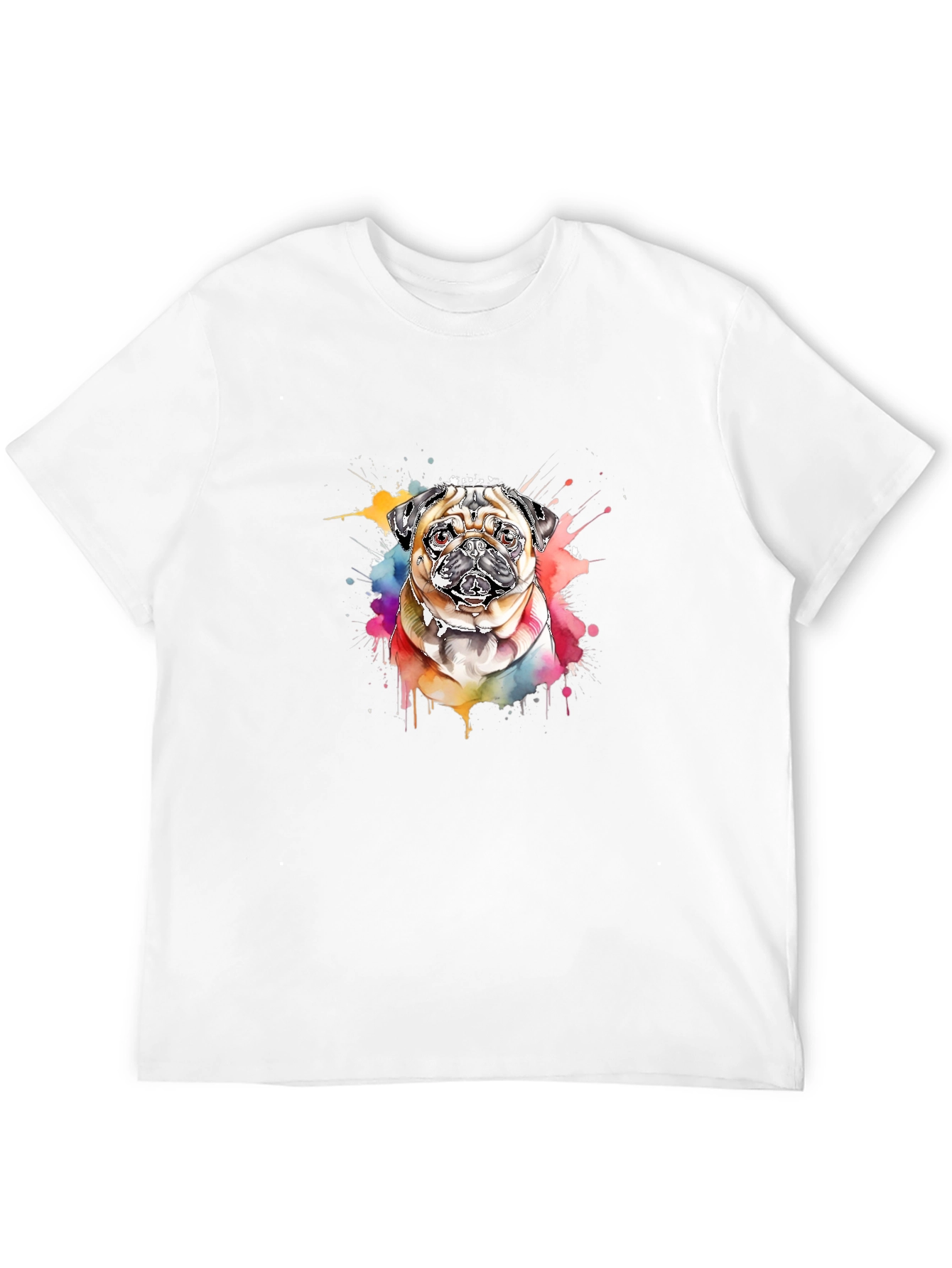 Black Pug Watercolor T-Shirt - Unique Dog Lover Gift view 12