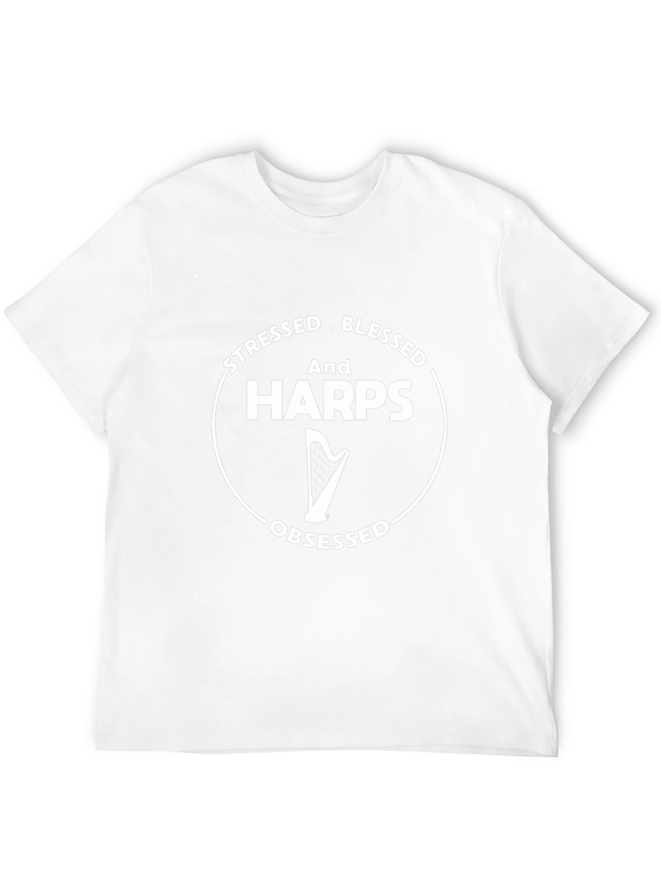 Black Stressed Blessed Harps Obsessed Black T-Shirt view 12